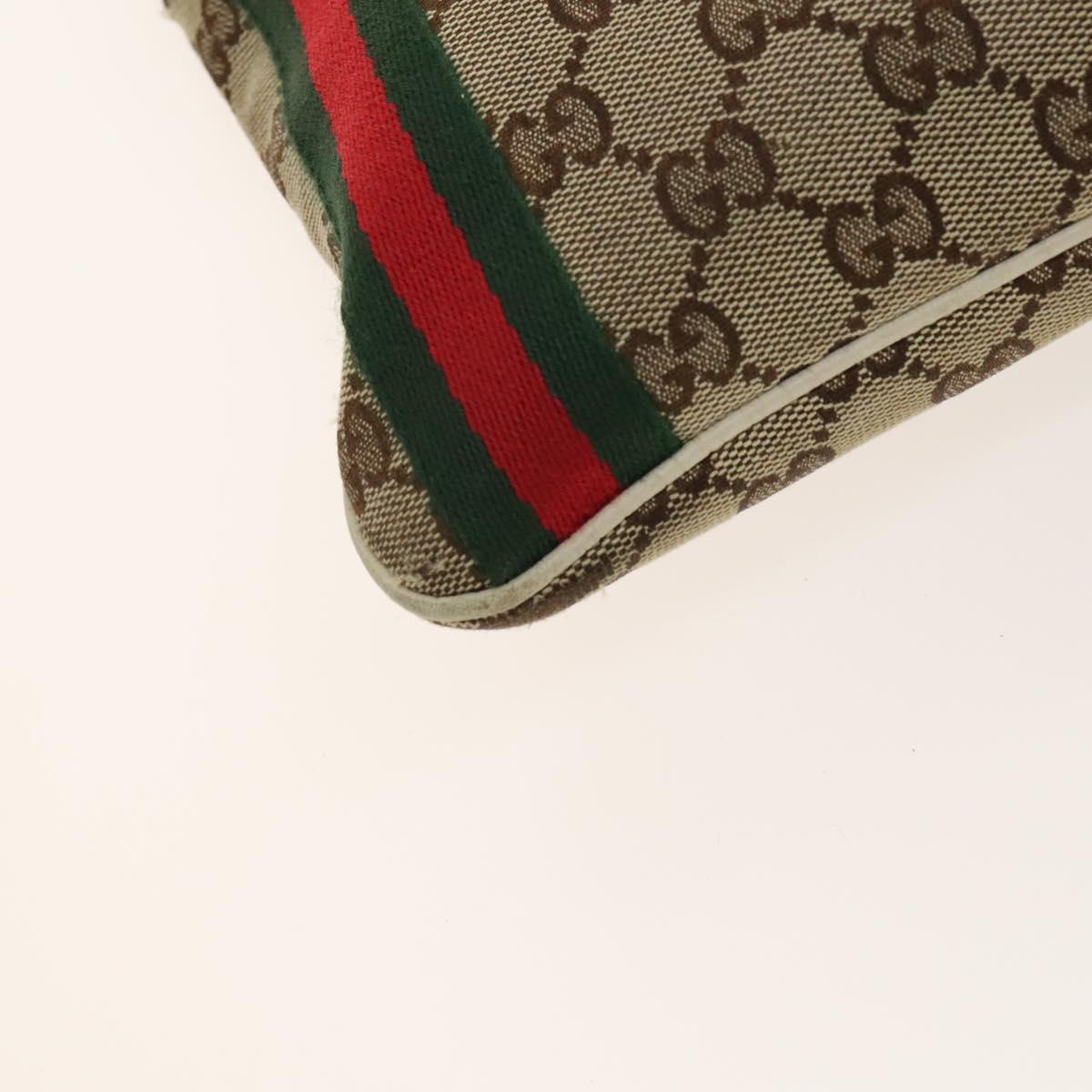 GUCCI GG Canvas Web Sherry Line Bag Leather 2Set Beige Black Auth 139097