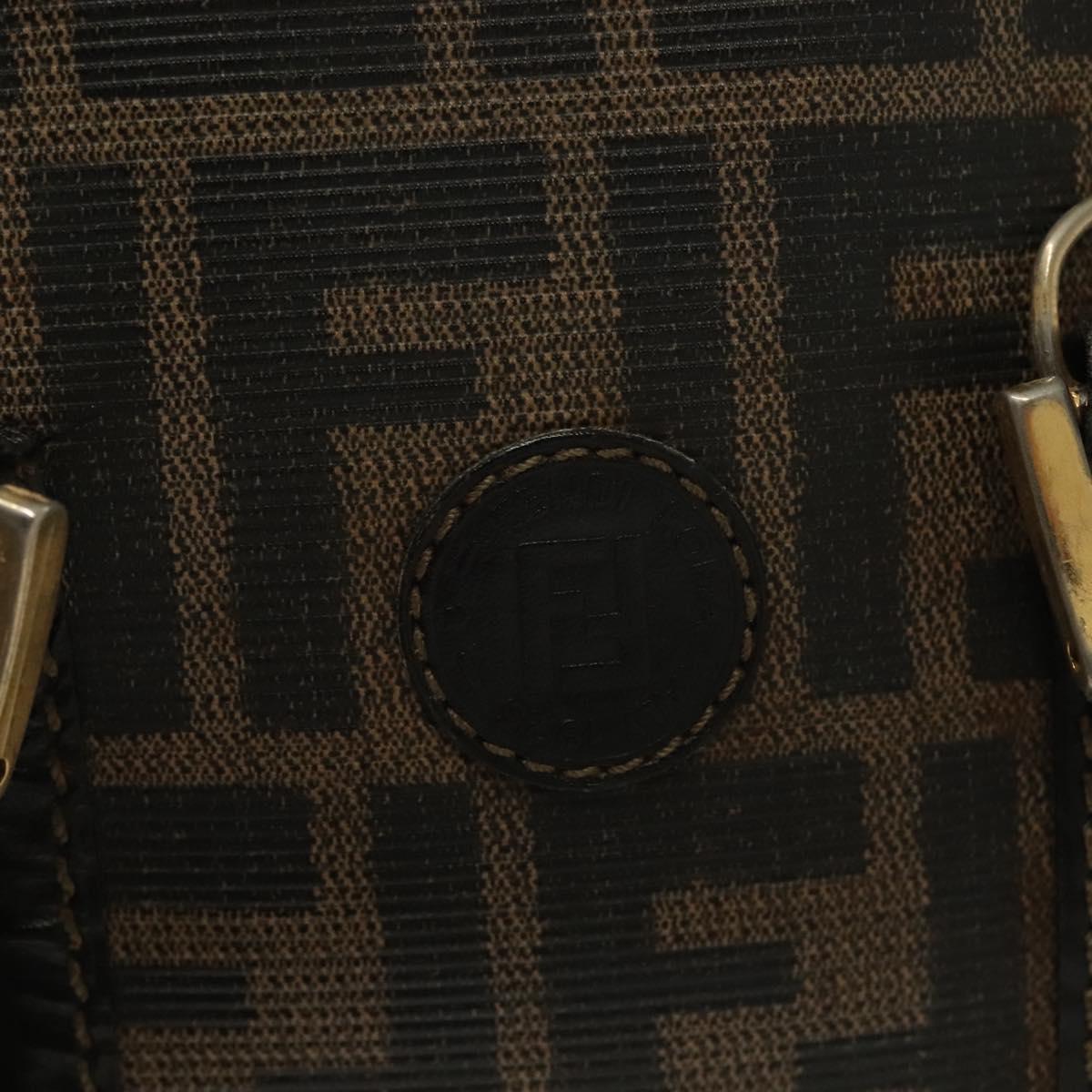 FENDI Zucca Canvas Hand Bag PVC Black Brown Auth 139100