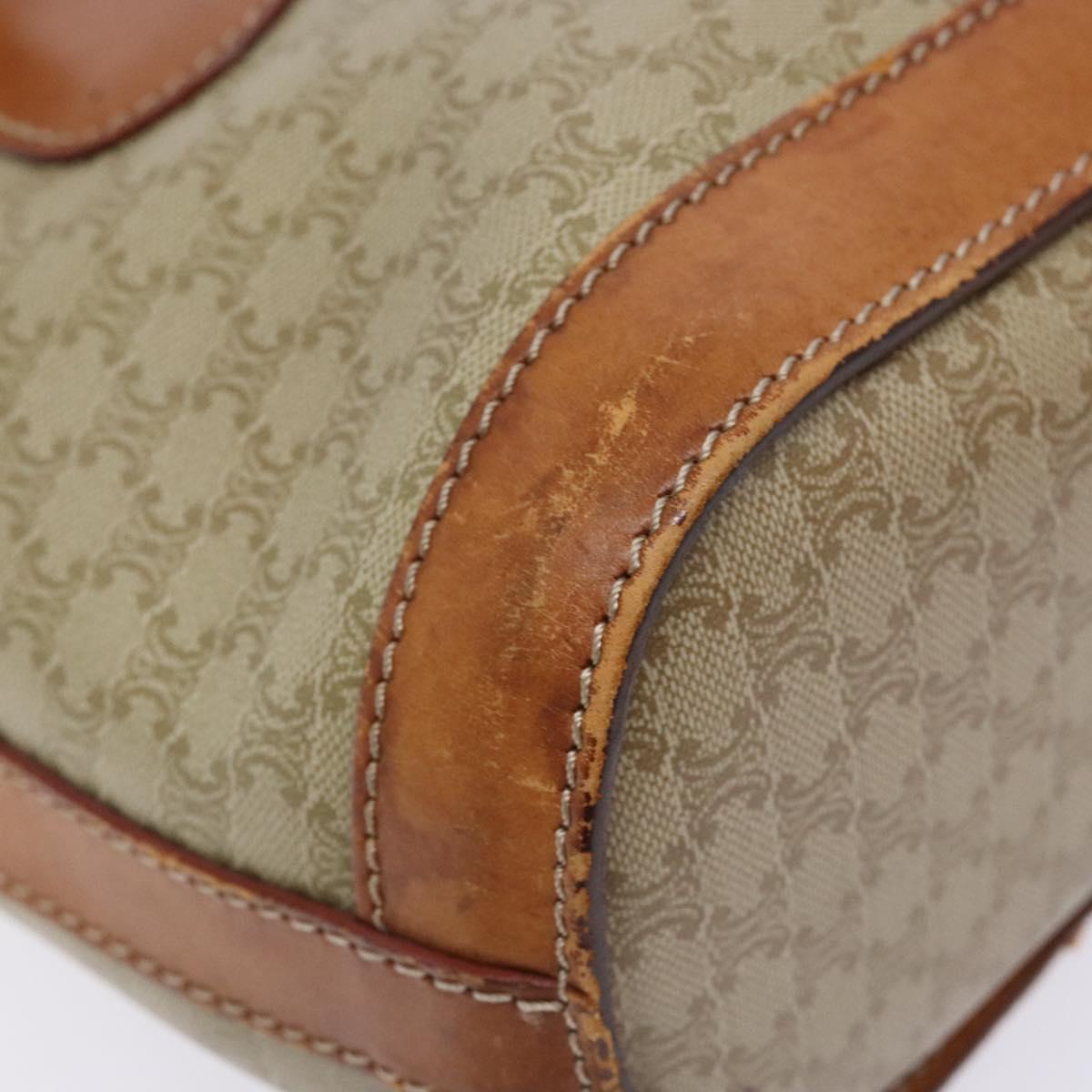 CELINE Macadam Canvas Tote Bag Beige Gold Auth 139102