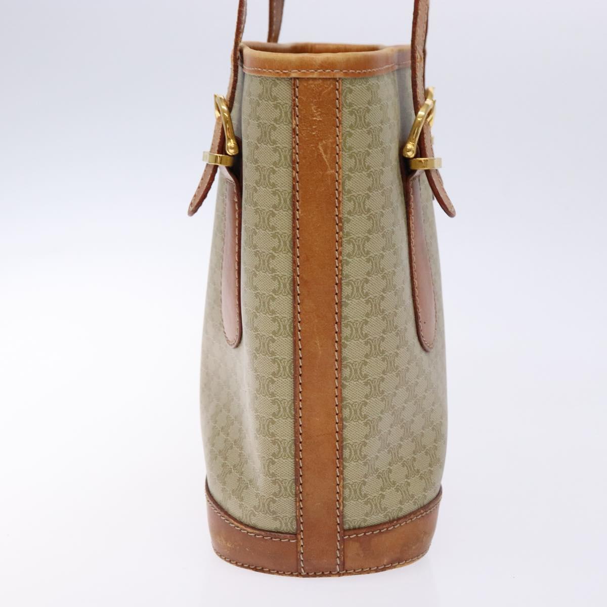 CELINE Macadam Canvas Tote Bag Beige Gold Auth 139102