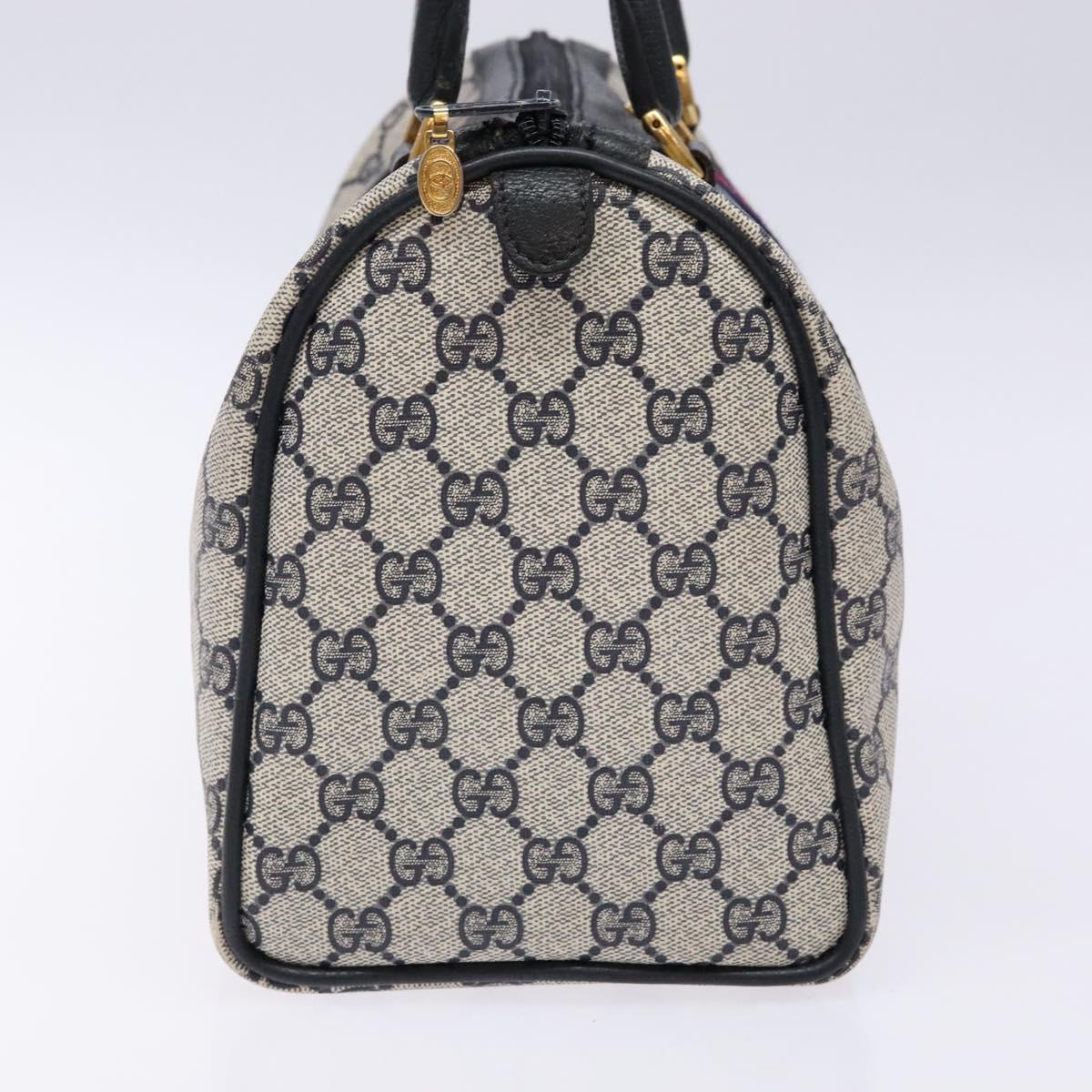 GUCCI GG Supreme Sherry Line Hand Bag PVC Navy Gold Red 58 02 007 Auth 139106