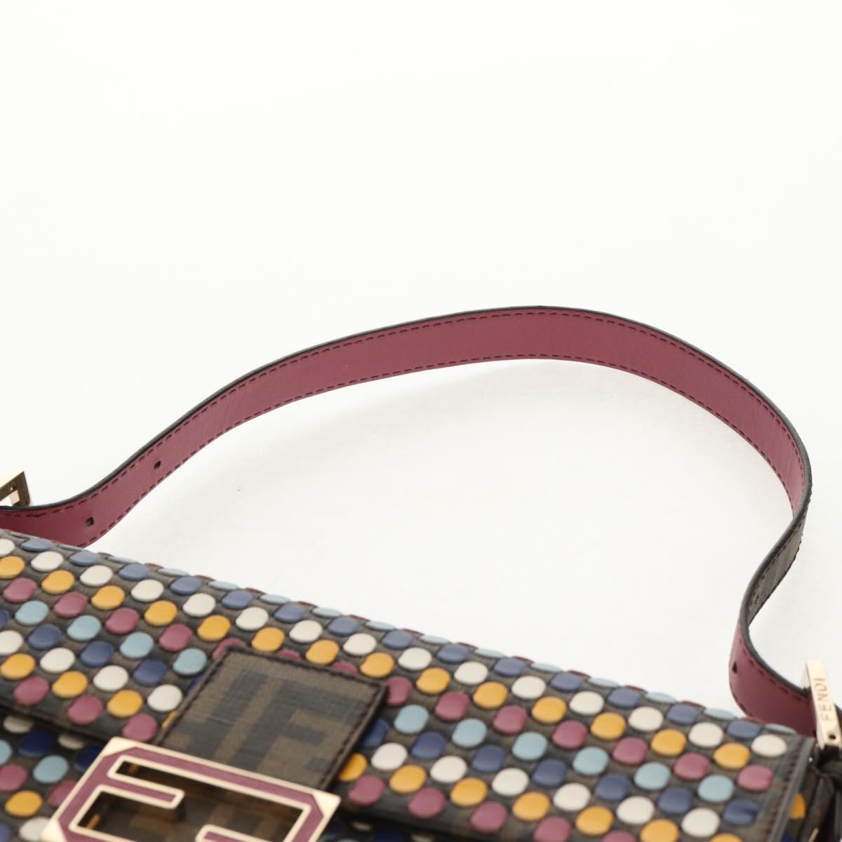 FENDI Zucca Canvas Mamma Baguette Shoulder Bag Black Brown Auth 139132M