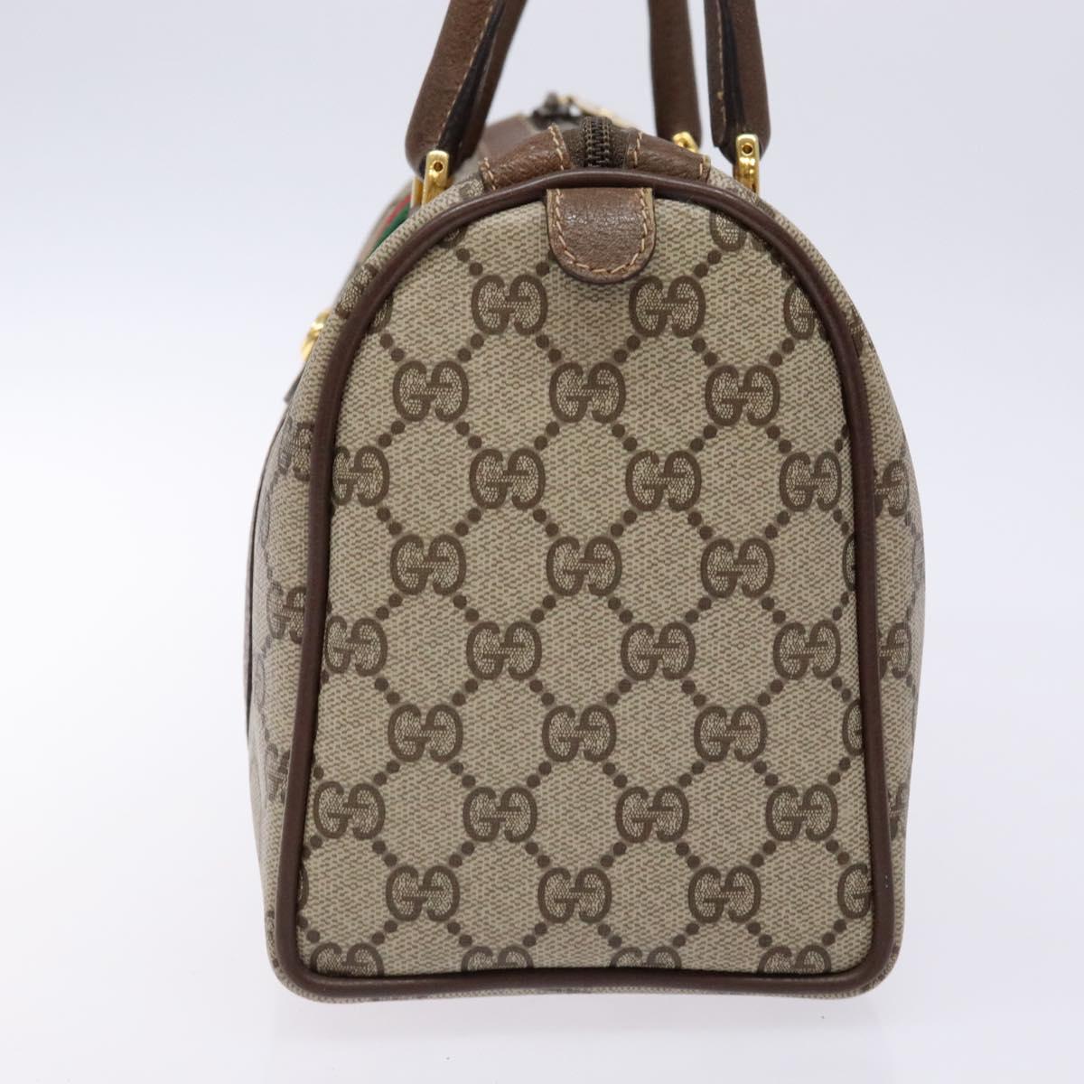 GUCCI GG Supreme Web Sherry Line Hand Bag PVC Beige Gold 40 02 006 Auth 139140