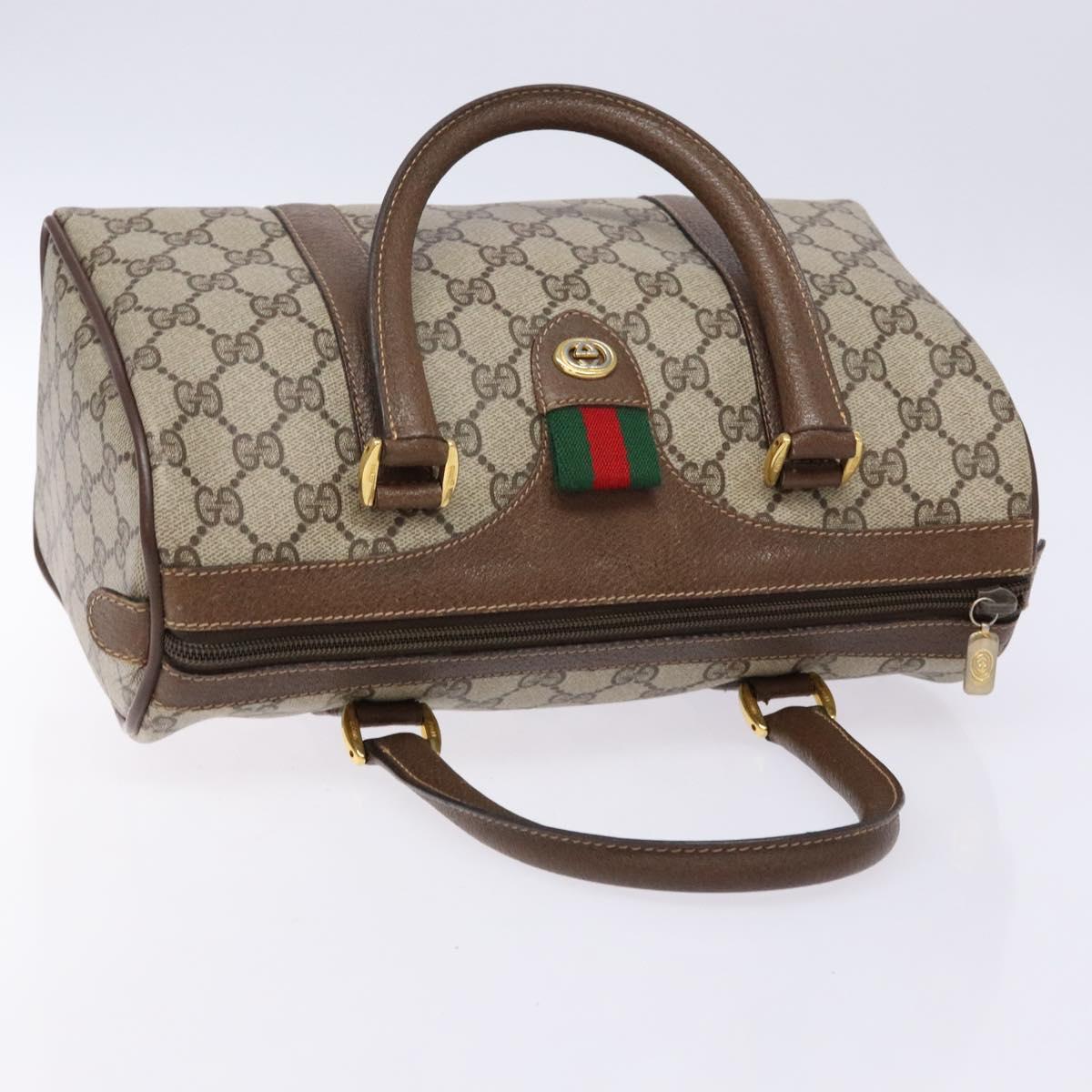 GUCCI GG Supreme Web Sherry Line Hand Bag PVC Beige Gold 40 02 006 Auth 139140