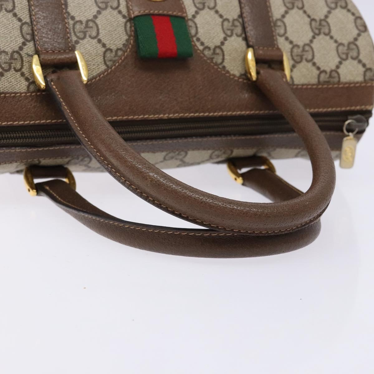 GUCCI GG Supreme Web Sherry Line Hand Bag PVC Beige Gold 40 02 006 Auth 139140