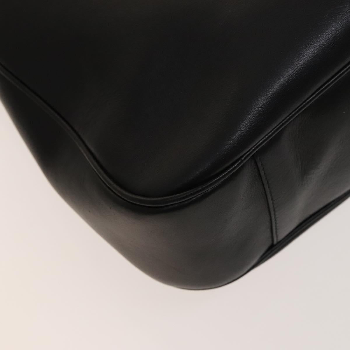 GUCCI Bamboo Shoulder Bag Leather 2way Black Gold 001 1998 1577 Auth 139142