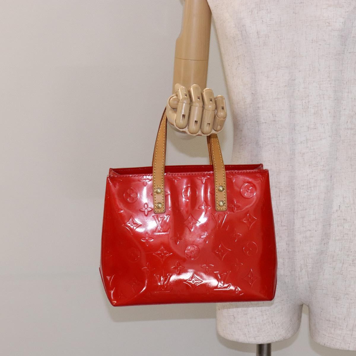 LOUIS VUITTON Monogram Vernis Reade PM Hand Bag Red Rouge M91088 LV Auth 139143