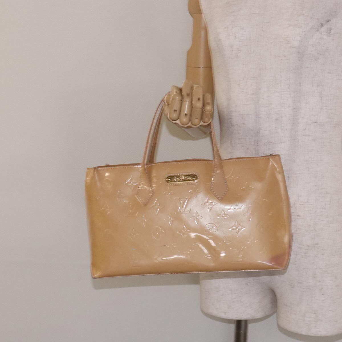 LOUIS VUITTON Vernis Wilshire PM Hand Bag Rose Flow Lantern M91642 Auth 139144
