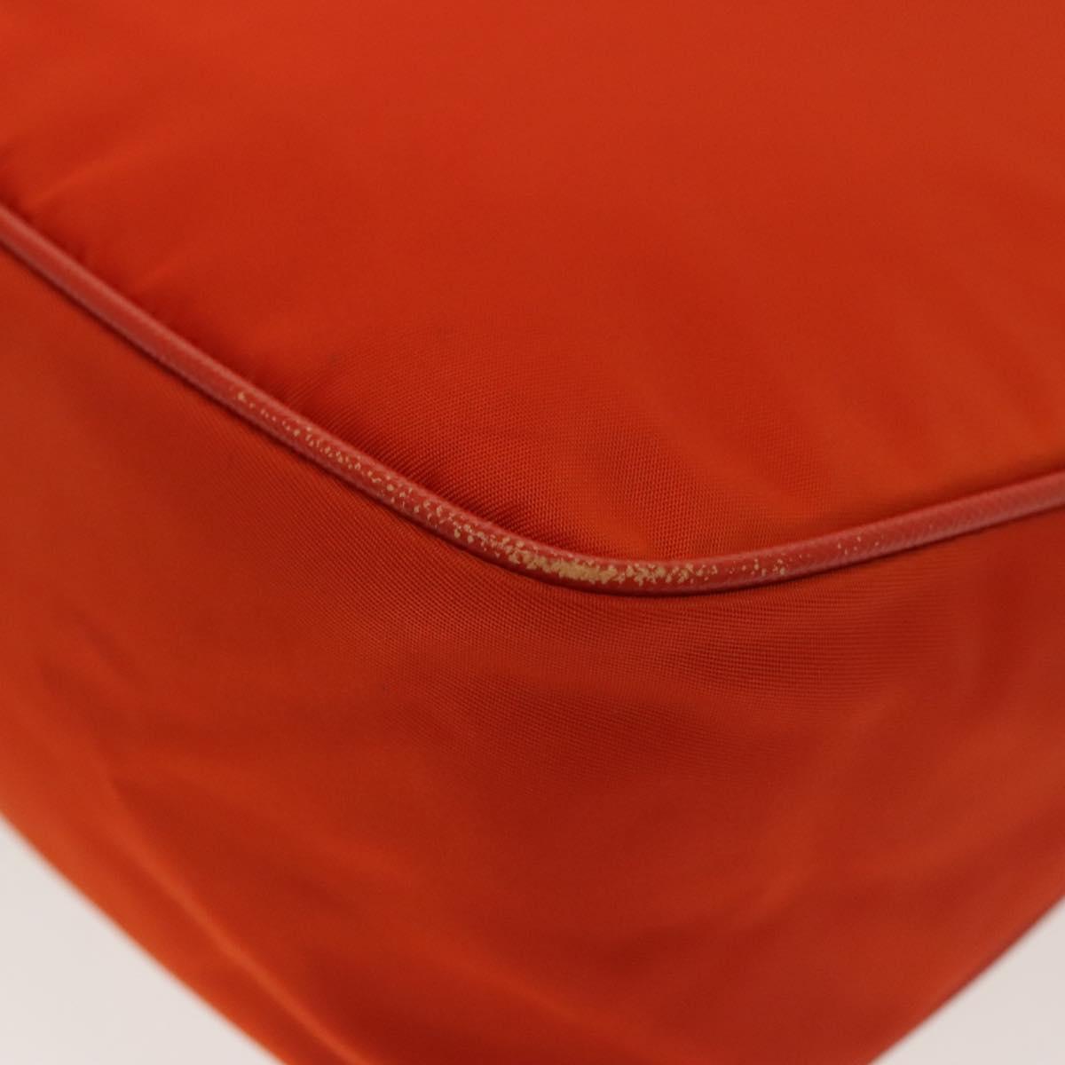 PRADA Shoulder Bag Nylon Orange Silver Auth 139153