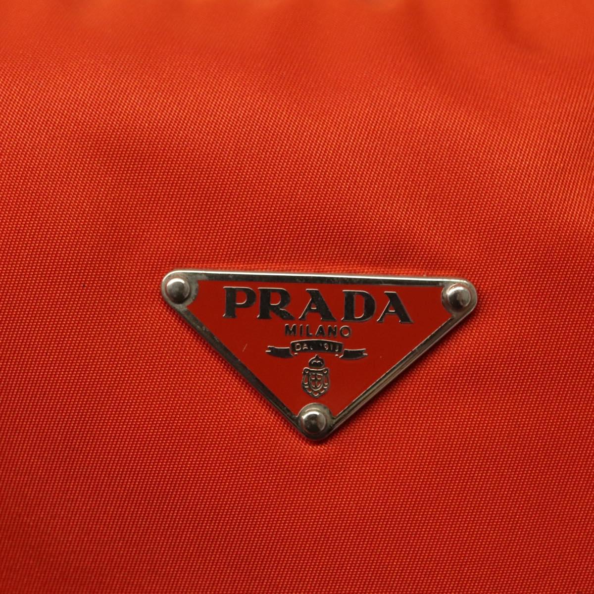 PRADA Shoulder Bag Nylon Orange Silver Auth 139153