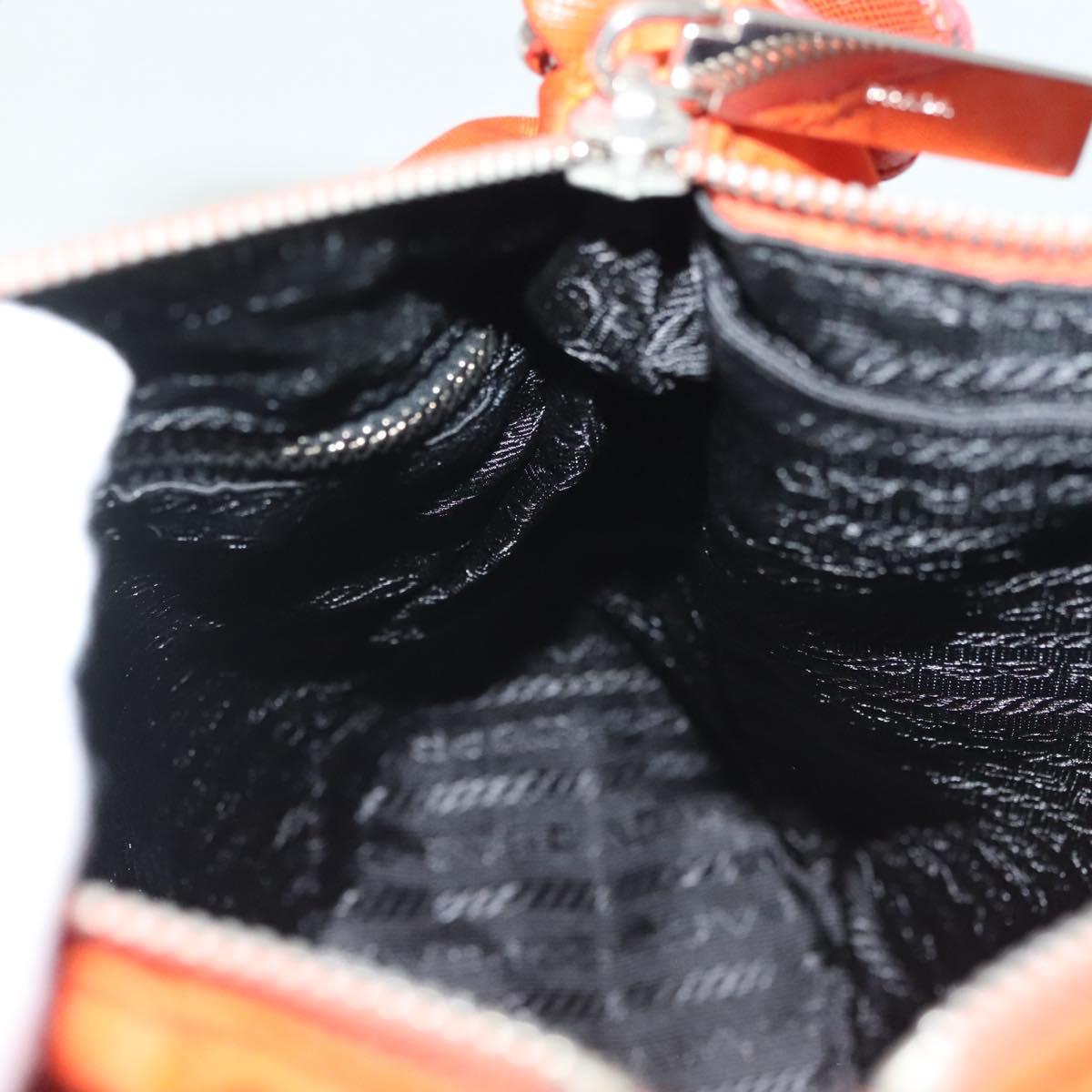 PRADA Shoulder Bag Nylon Orange Silver Auth 139153