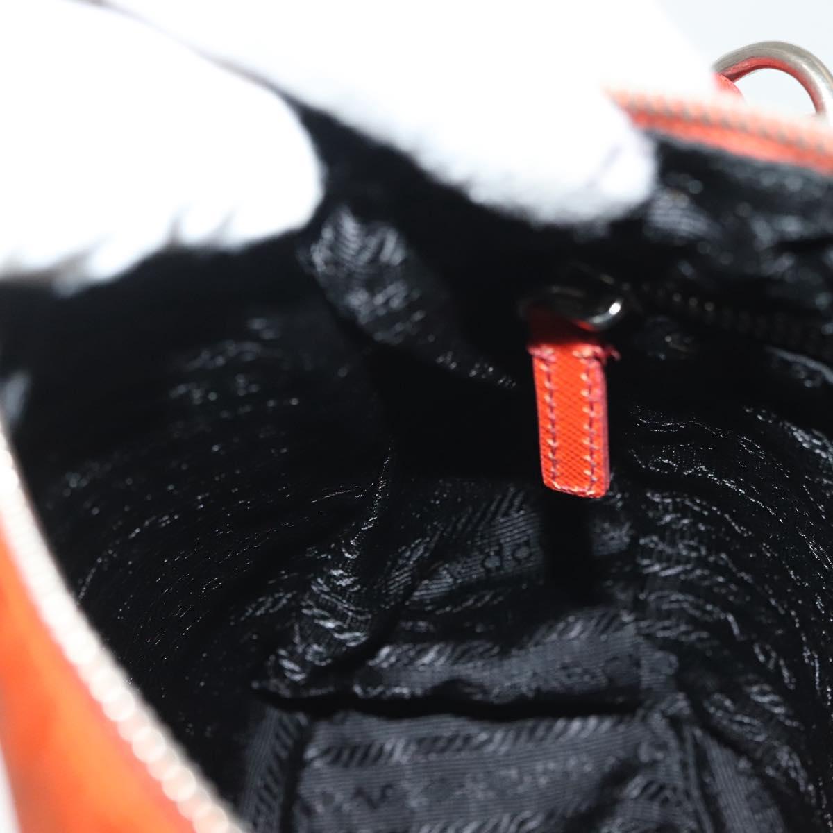 PRADA Shoulder Bag Nylon Orange Silver Auth 139153