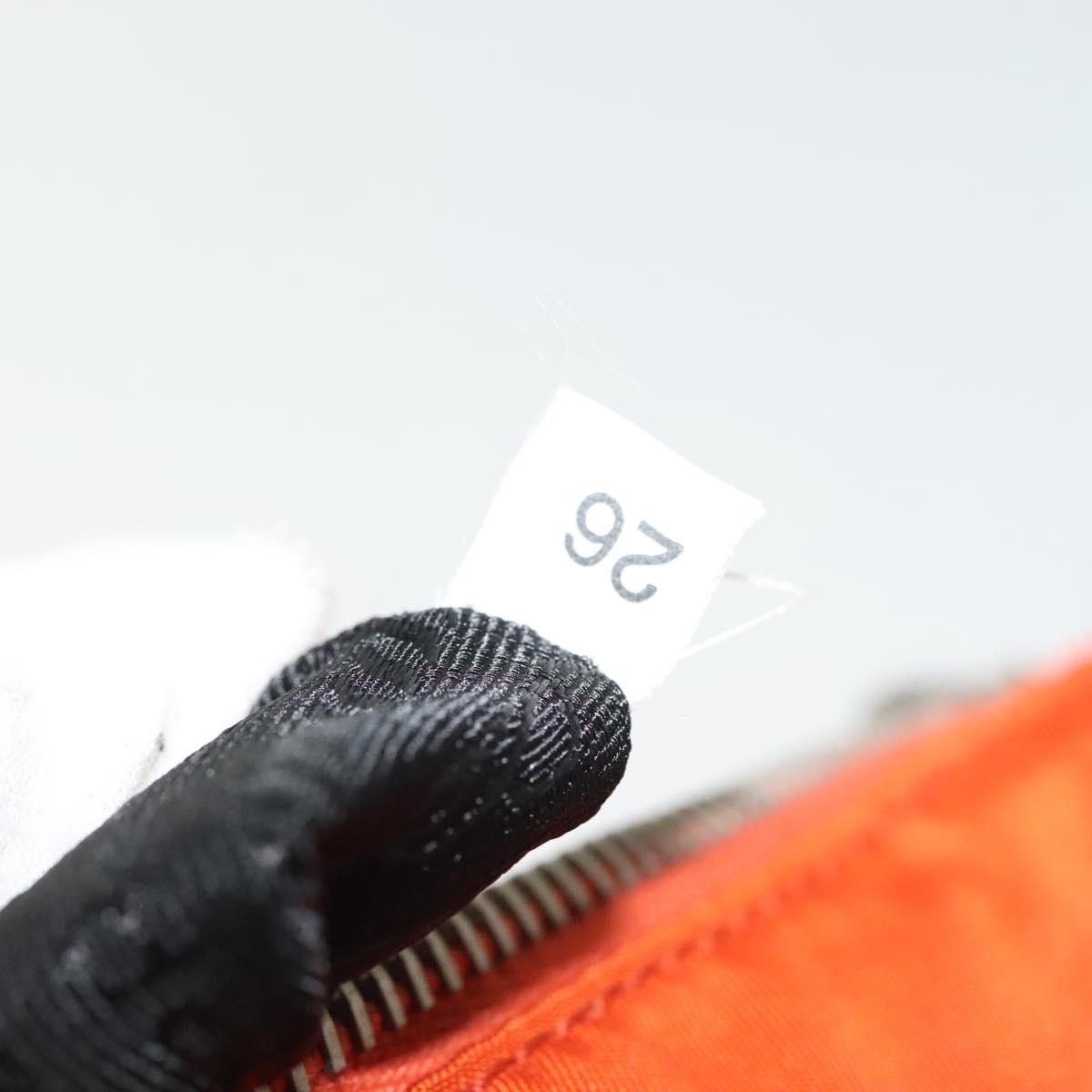 PRADA Shoulder Bag Nylon Orange Silver Auth 139153