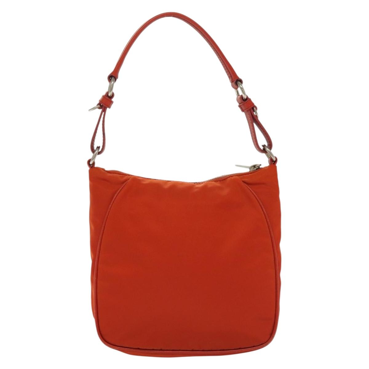 PRADA Shoulder Bag Nylon Orange Silver Auth 139153