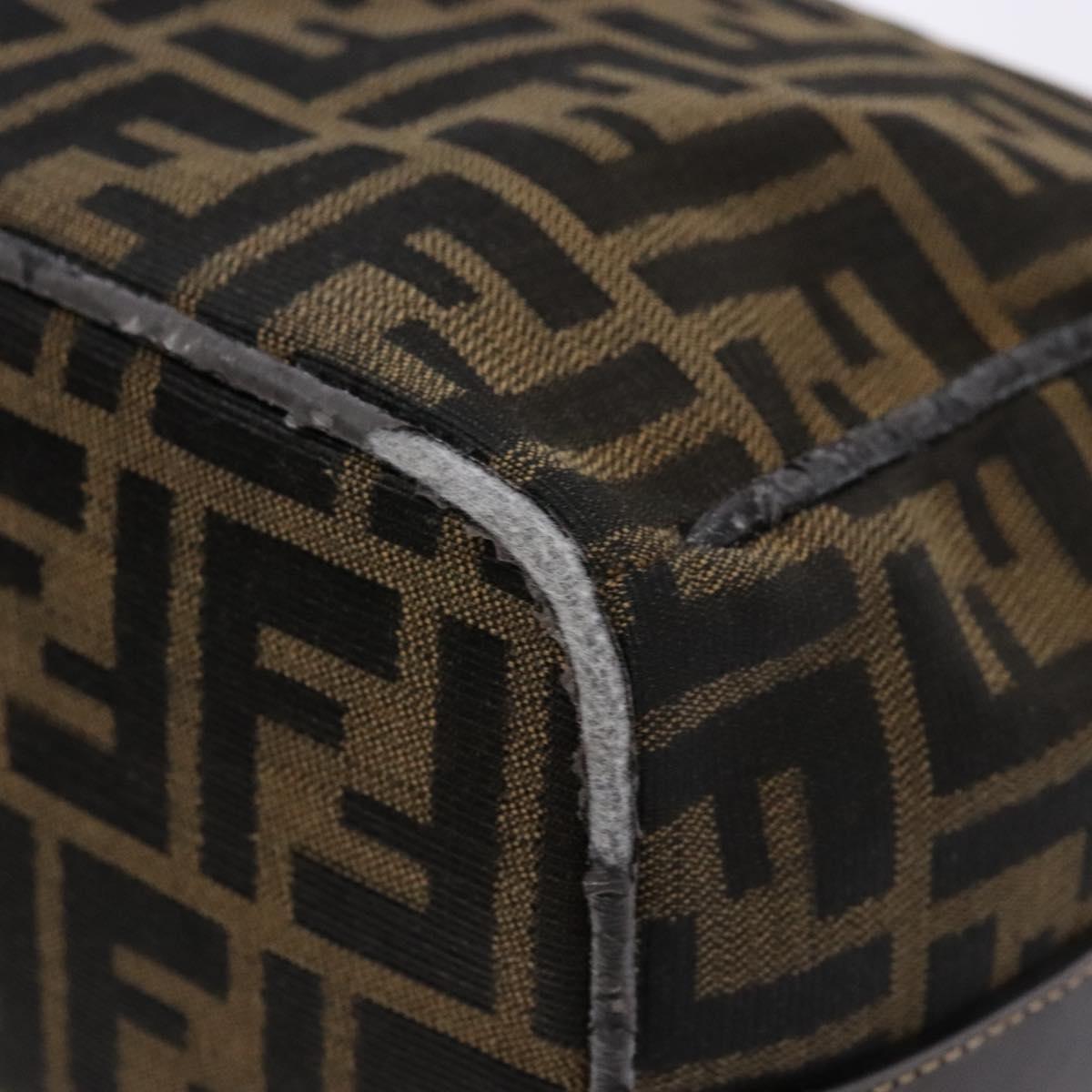 FENDI Zucca Canvas Vanity Pouch Black Brown Auth 139161