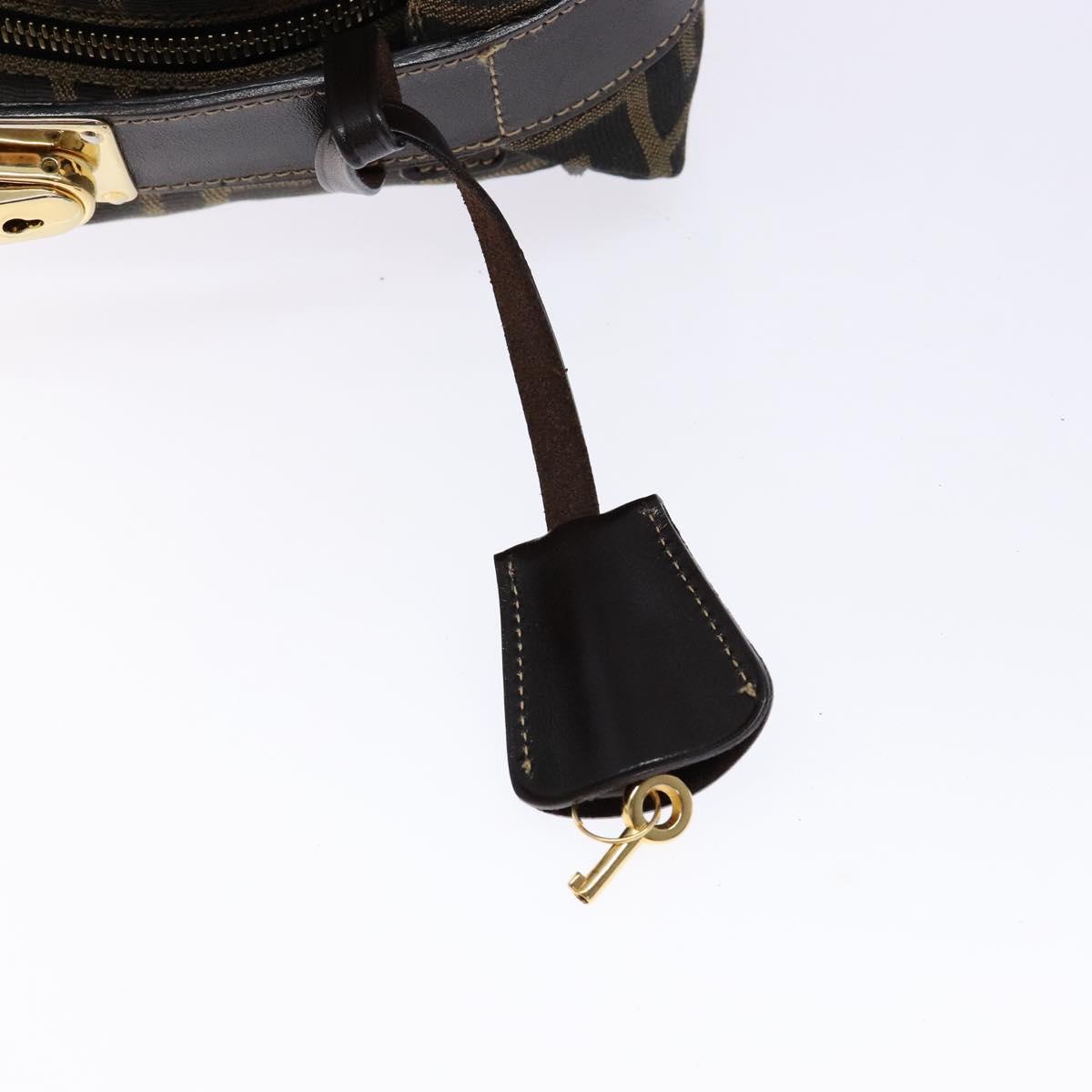 FENDI Zucca Canvas Vanity Pouch Black Brown Auth 139161