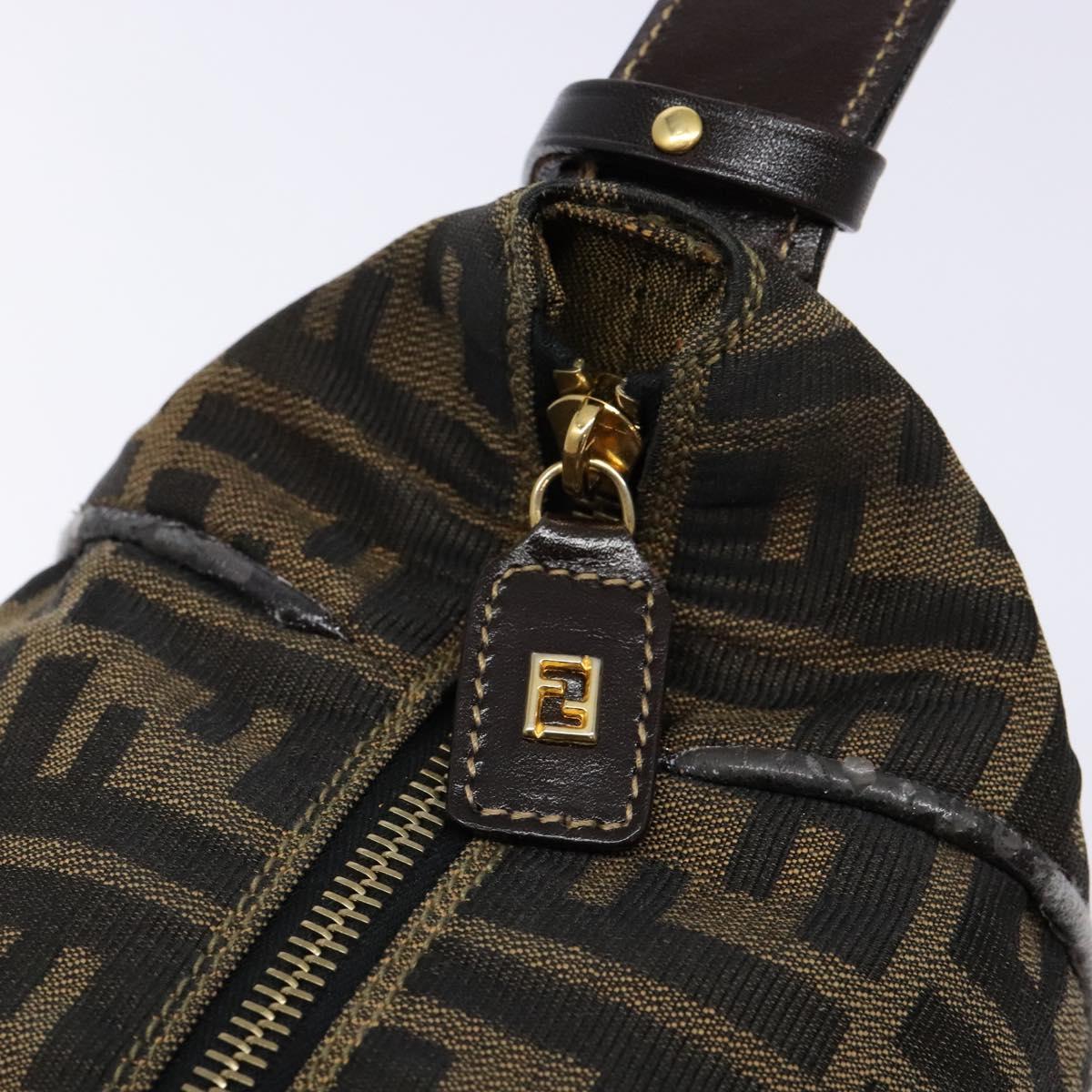 FENDI Zucca Canvas Vanity Pouch Black Brown Auth 139161