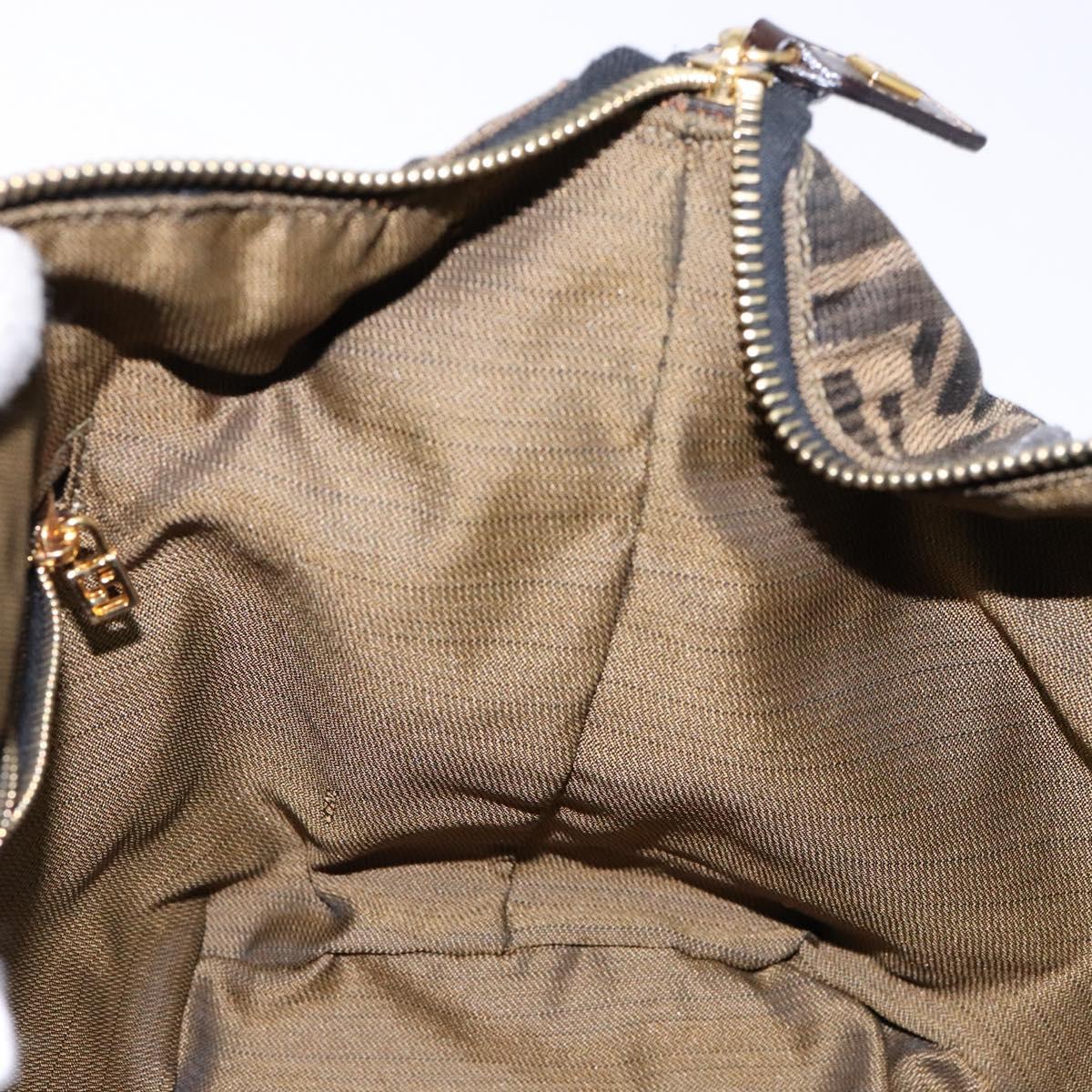 FENDI Zucca Canvas Vanity Pouch Black Brown Auth 139161