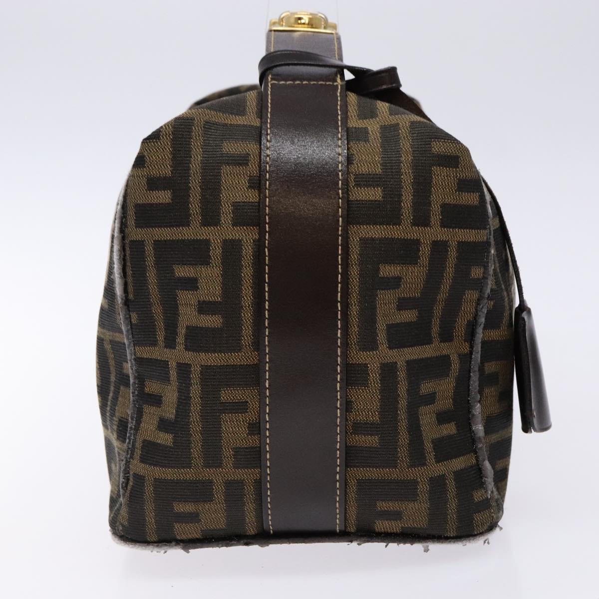 FENDI Zucca Canvas Vanity Pouch Black Brown Auth 139161