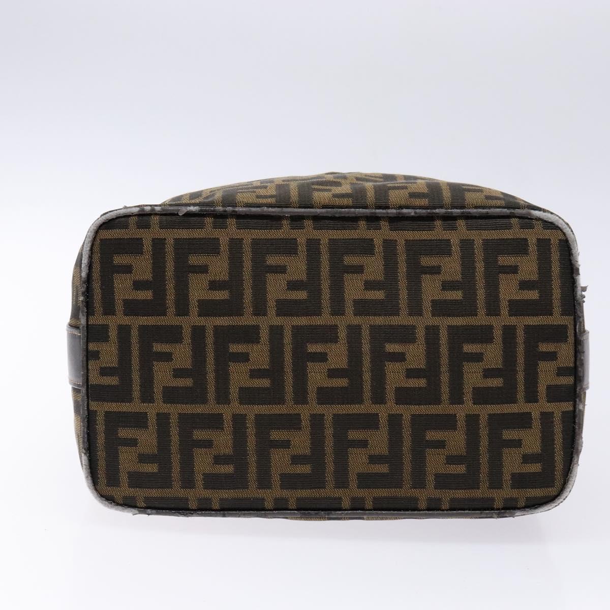 FENDI Zucca Canvas Vanity Pouch Black Brown Auth 139161