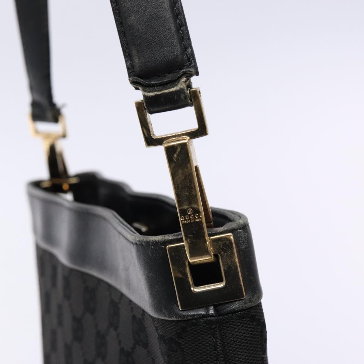 GUCCI GG Canvas Shoulder Bag Black Gold 33900 Auth 139189A