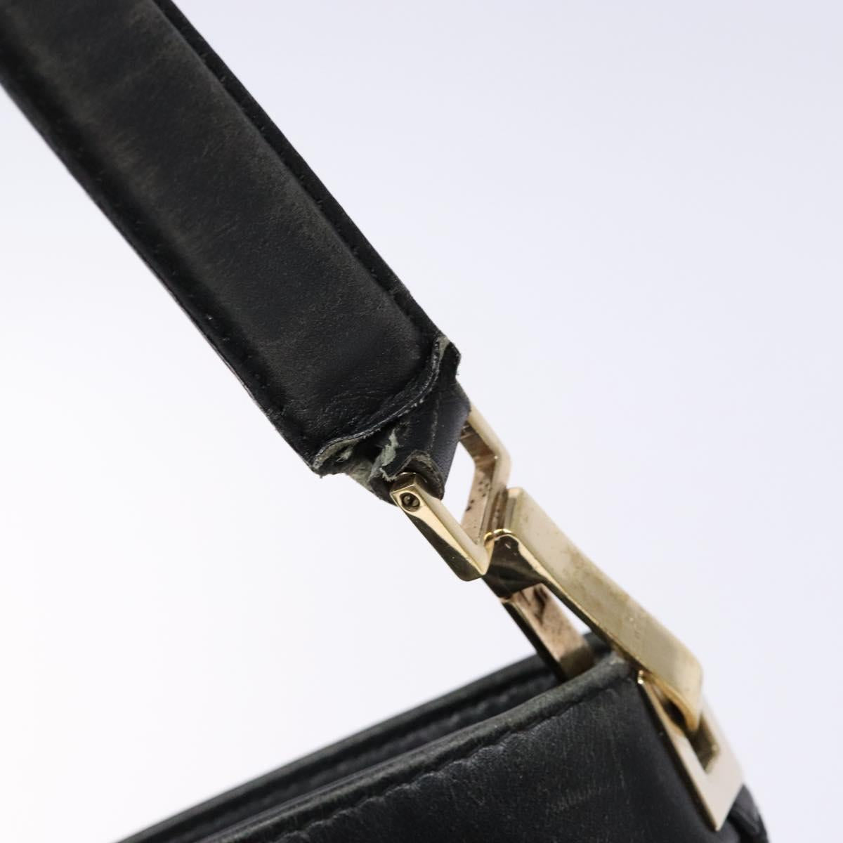 GUCCI GG Canvas Shoulder Bag Black Gold 33900 Auth 139189A