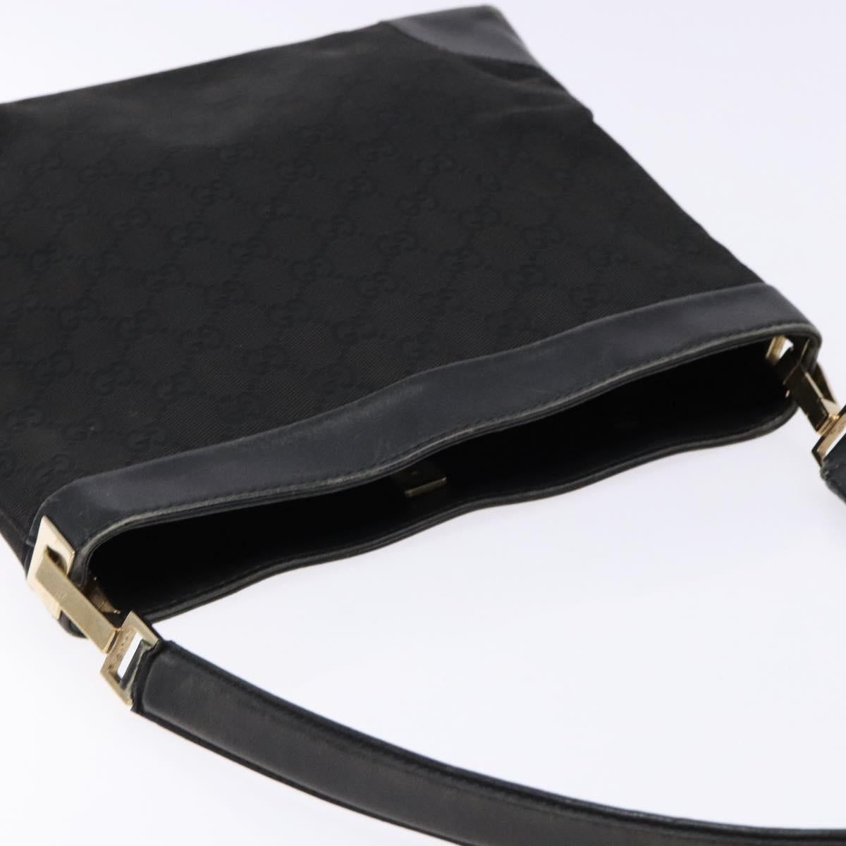 GUCCI GG Canvas Shoulder Bag Black Gold 33900 Auth 139189