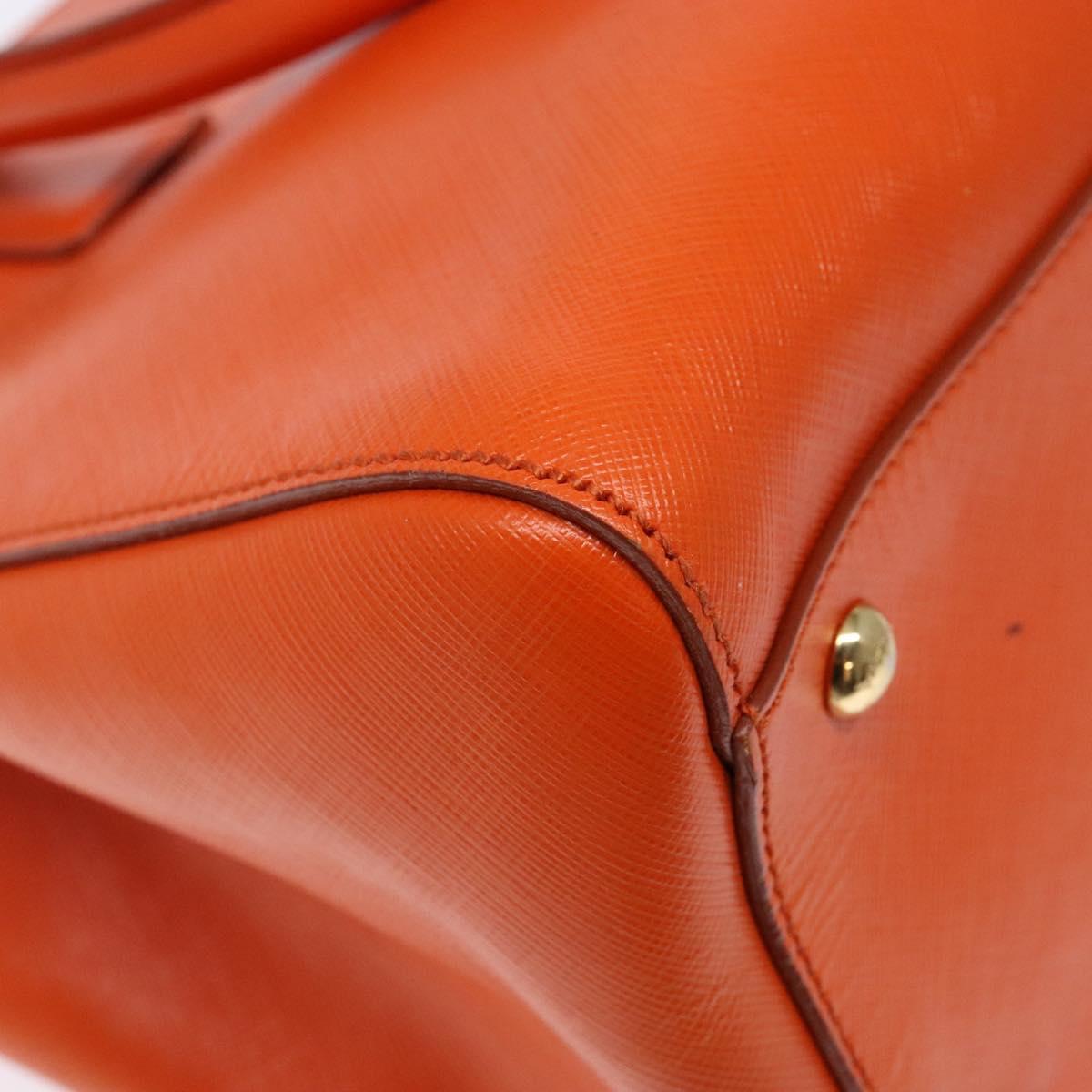 Salvatore Ferragamo Gancini Hand Bag Leather Orange Gold Auth 139190