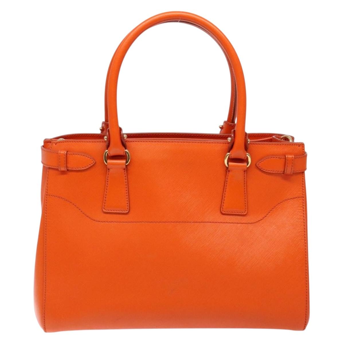 Salvatore Ferragamo Gancini Hand Bag Leather Orange Gold Auth 139190