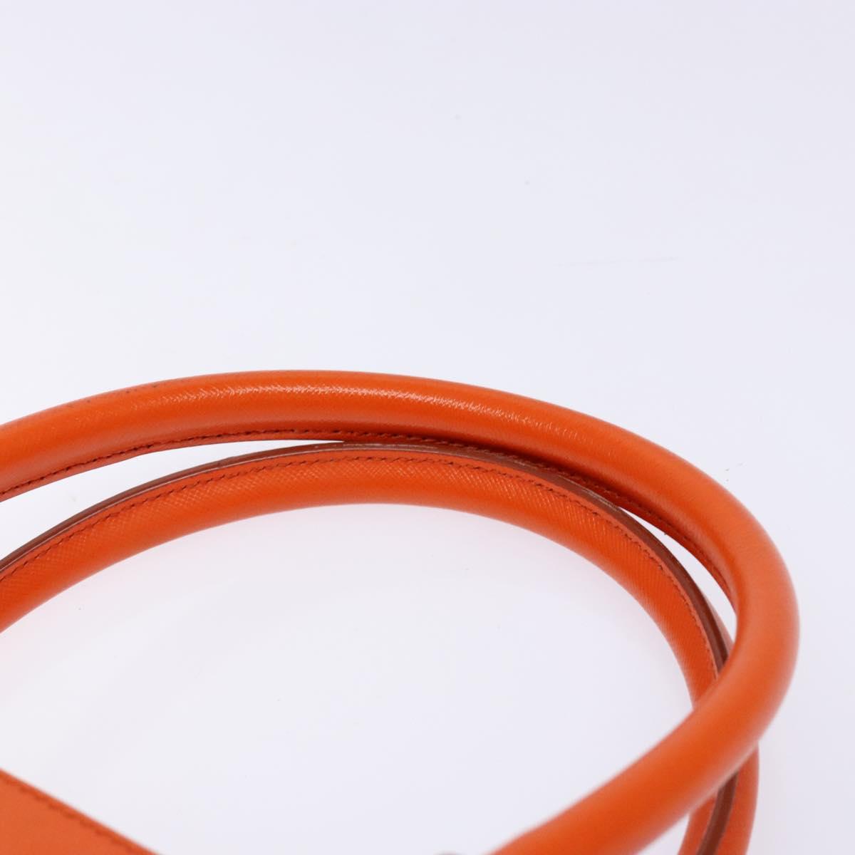 Salvatore Ferragamo Gancini Hand Bag Leather Orange Gold Auth 139190