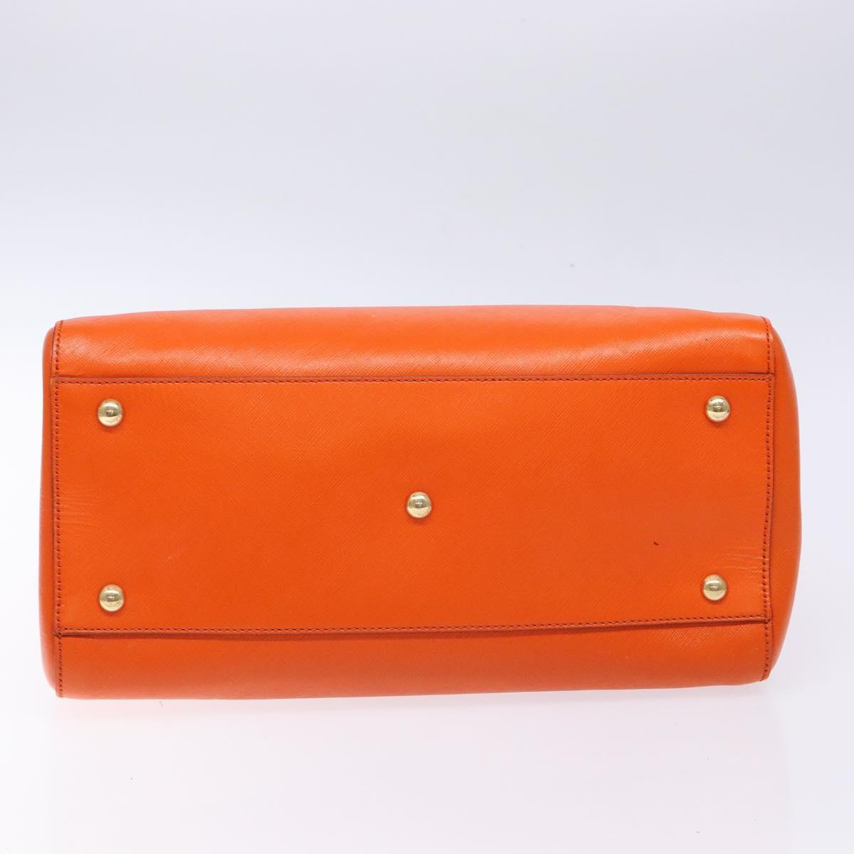 Salvatore Ferragamo Gancini Hand Bag Leather Orange Gold Auth 139190