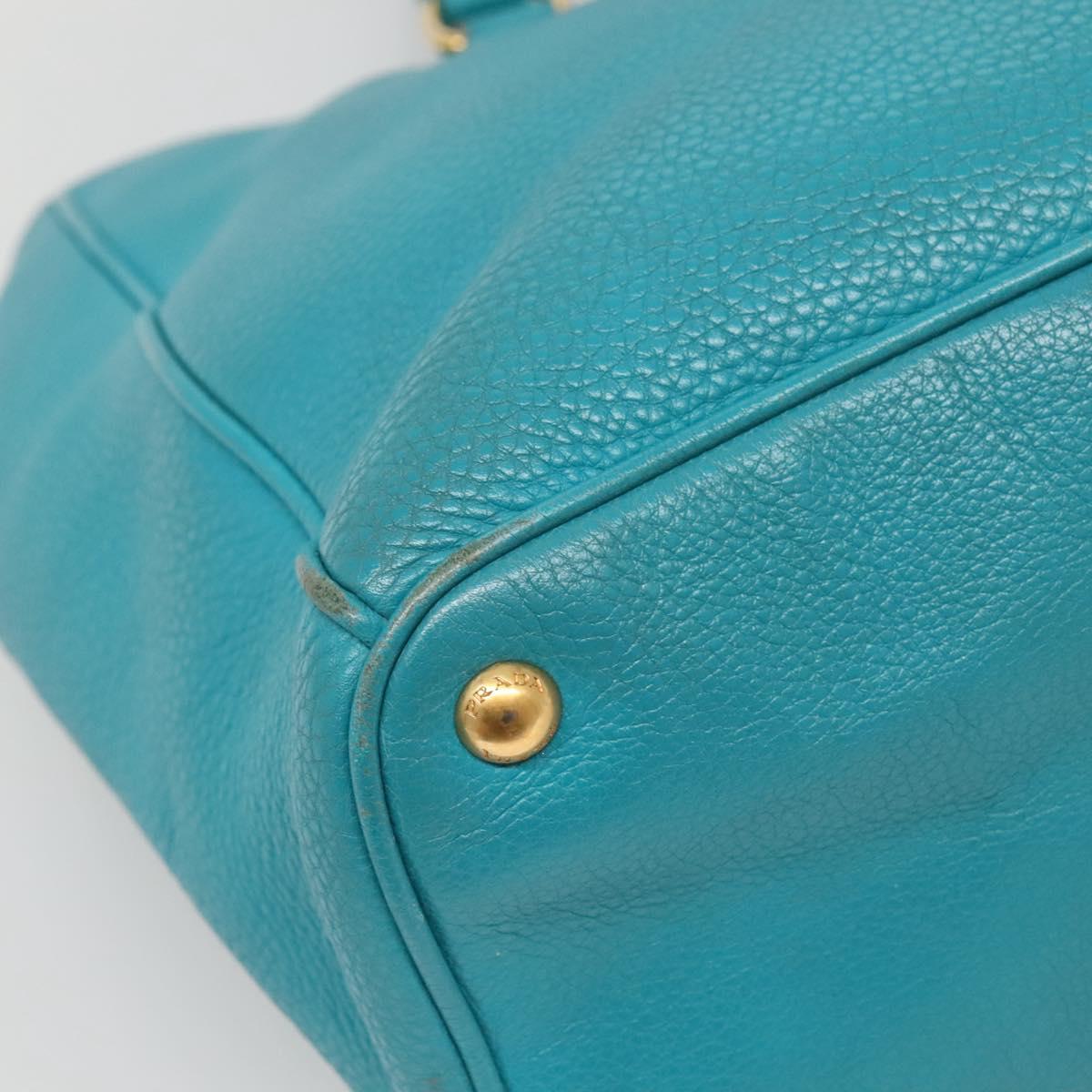 PRADA Hand Bag Leather 2way Green Gold Auth 139193
