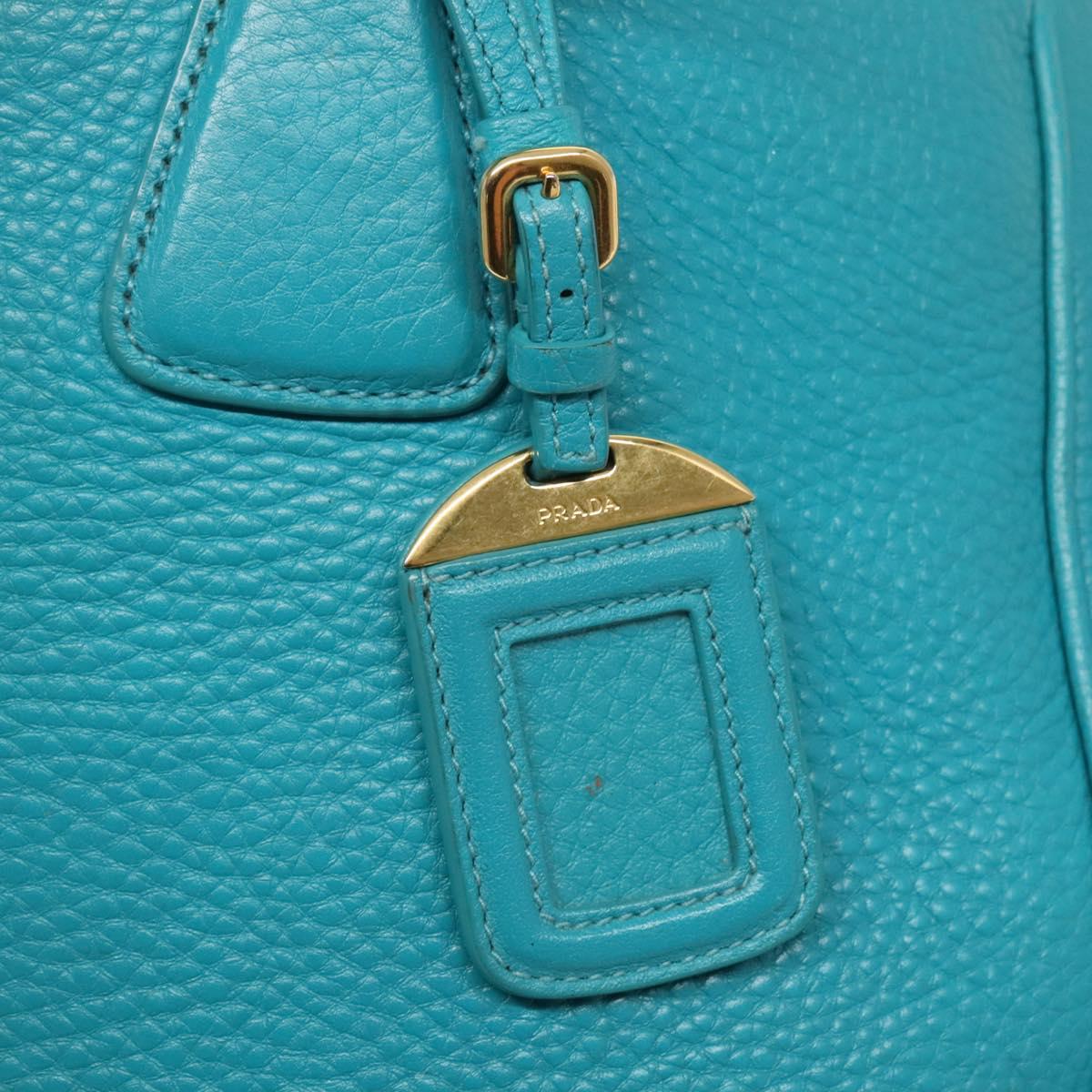 PRADA Hand Bag Leather 2way Green Gold Auth 139193