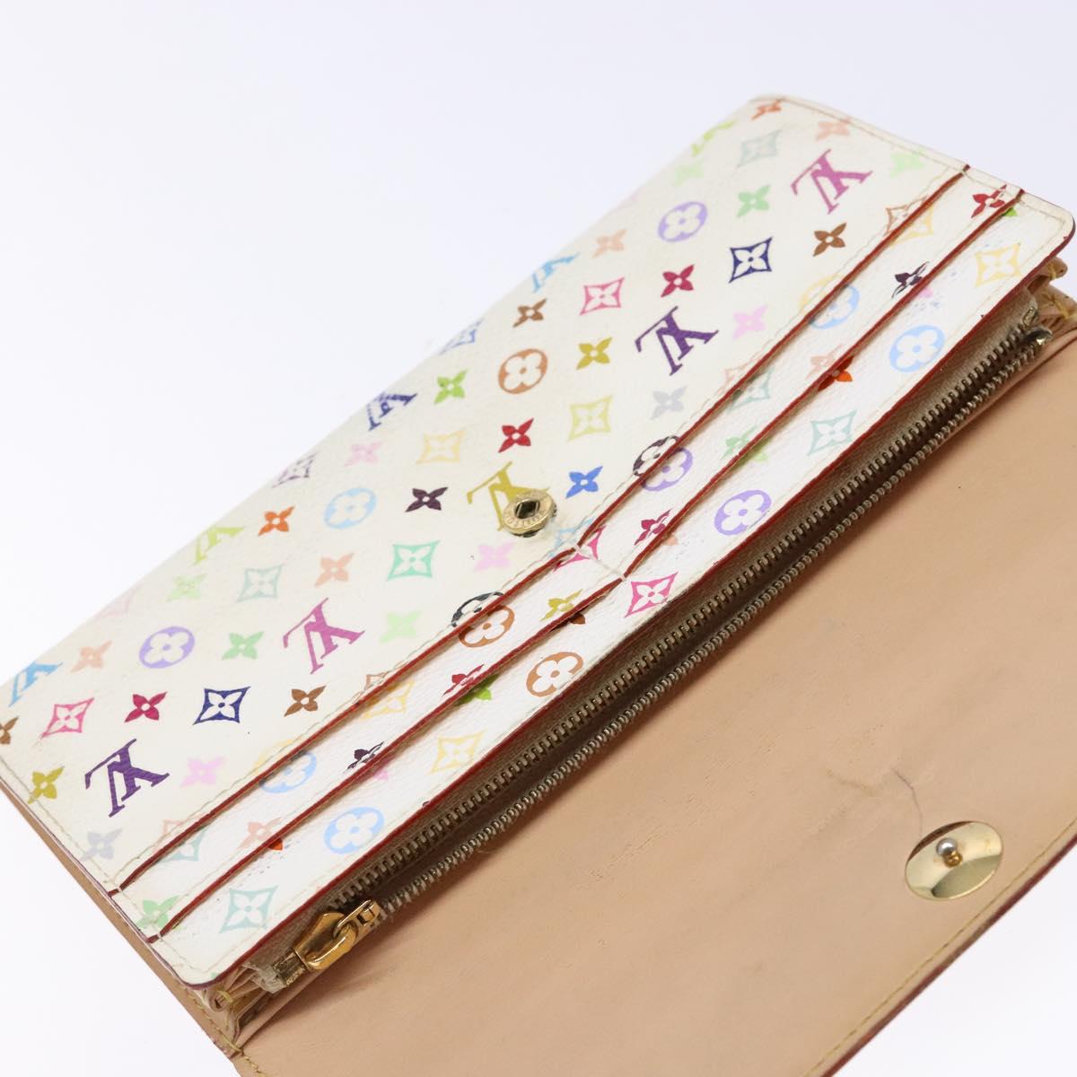 LOUIS VUITTON Multicolor Portefeuille Sarah Wallet White M93532 Auth 139202