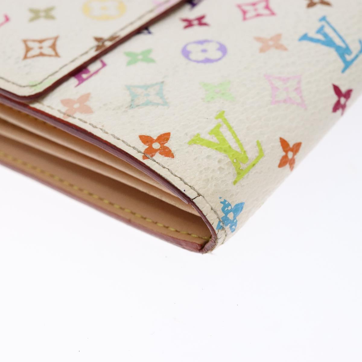LOUIS VUITTON Multicolor Portefeuille Sarah Wallet White M93532 Auth 139202