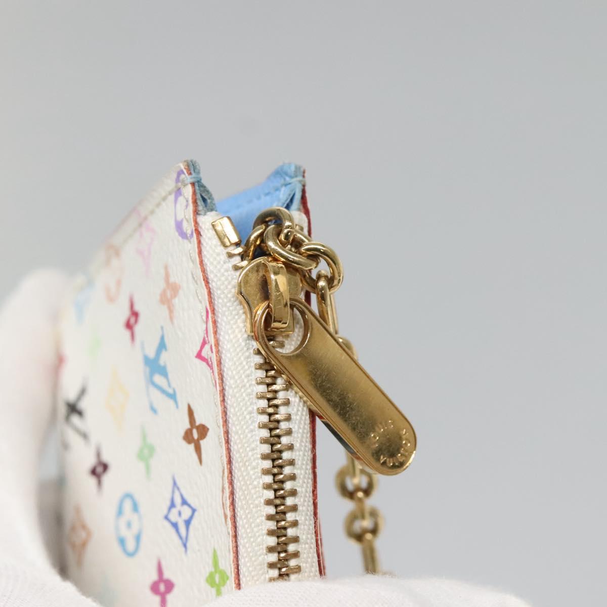 LOUISVUITTON Multicolor Pochette Cles NM Coin Purse White M93734 LV Auth 139203V