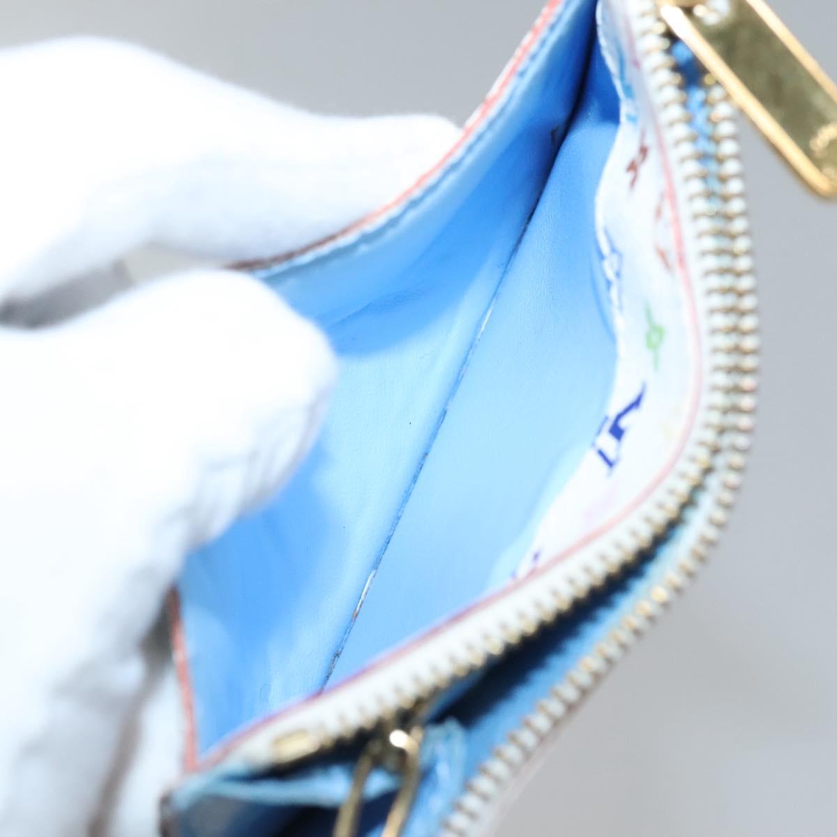 LOUISVUITTON Multicolor Pochette Cles NM Coin Purse White M93734 LV Auth 139203V