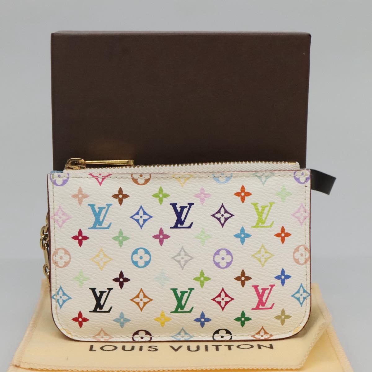 LOUISVUITTON Multicolor Pochette Cles NM Coin Purse White M93734 LV Auth 139203V