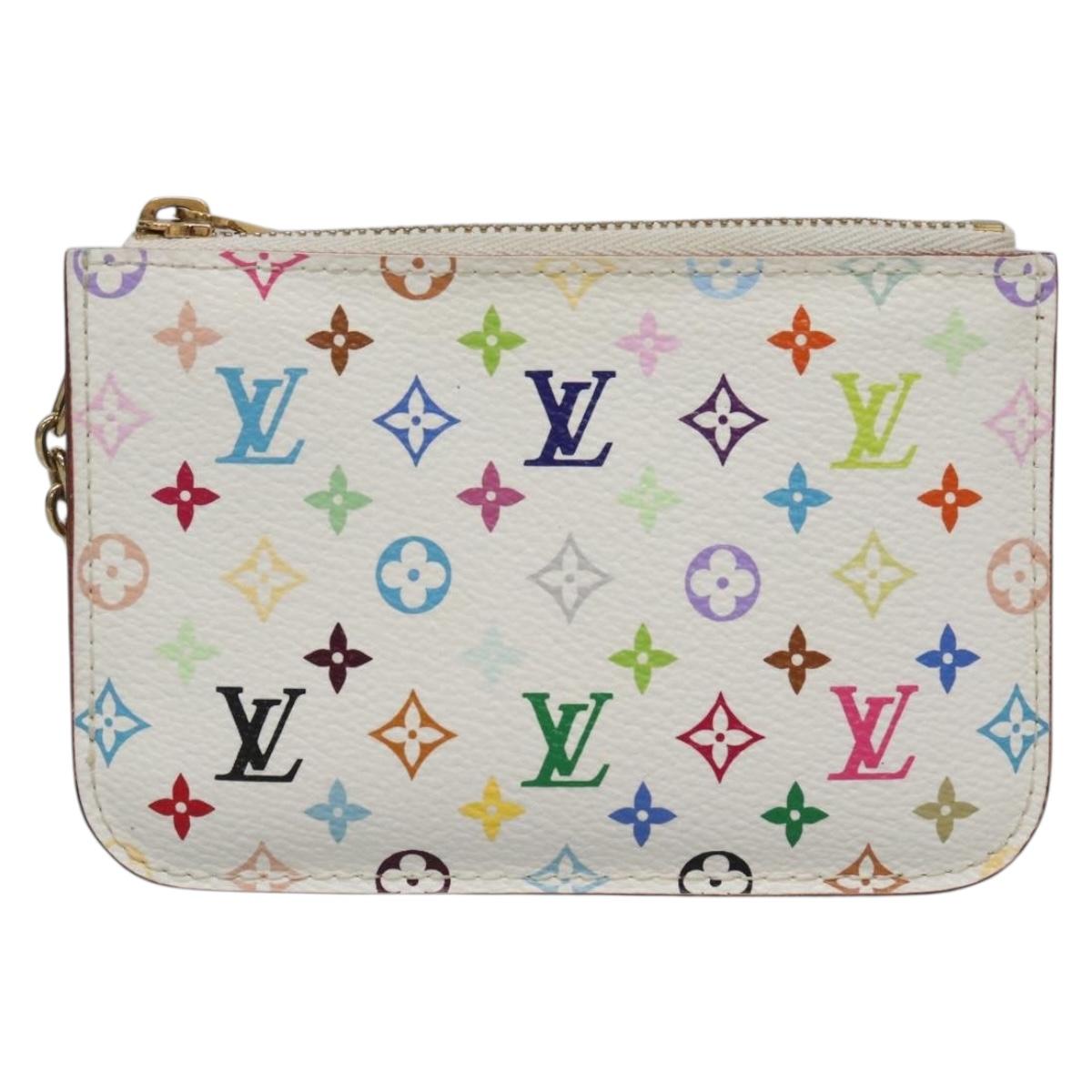 LOUISVUITTON Multicolor Pochette Cles NM Coin Purse White M93734 LV Auth 139203V