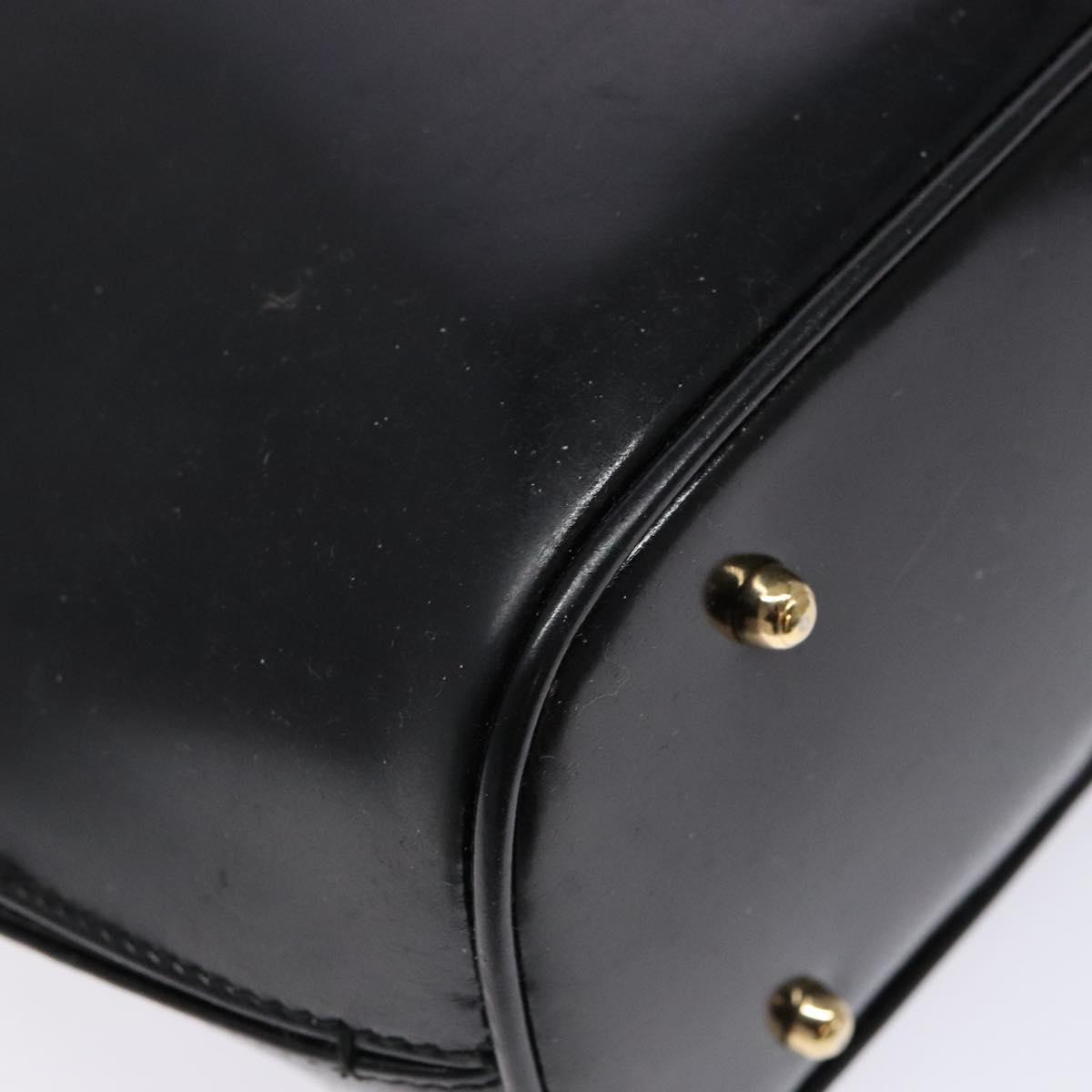 GUCCI Bamboo Hand Bag Leather Black Gold Auth 139214