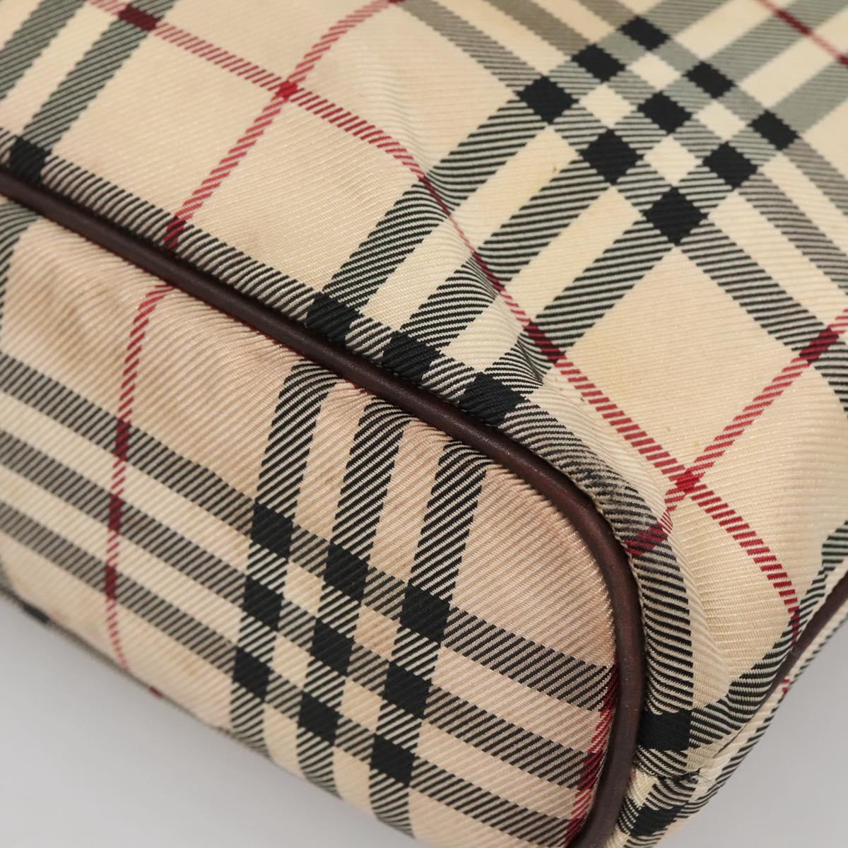 BURBERRY Nova Check Hand Bag Canvas Beige Silver Auth 139256
