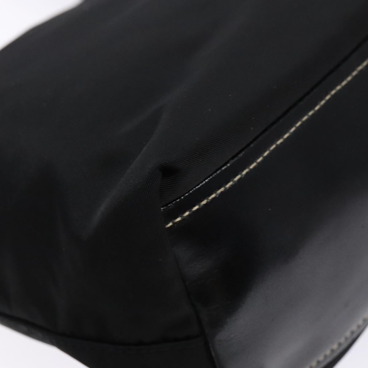 PRADA Tote Bag Nylon Black Silver Auth 139261