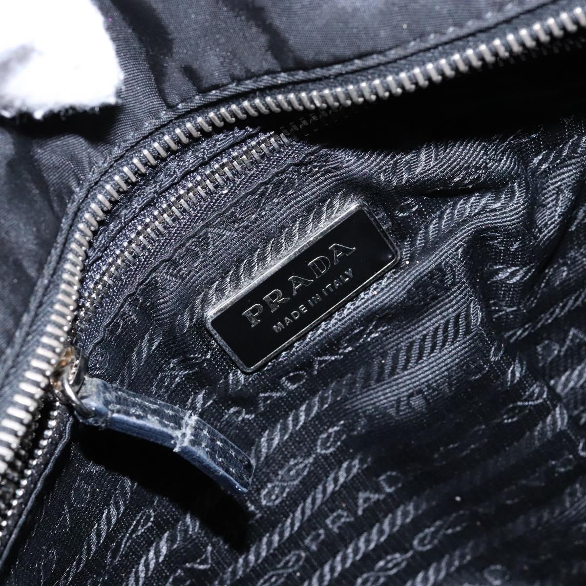 PRADA Tote Bag Nylon Black Silver Auth 139261