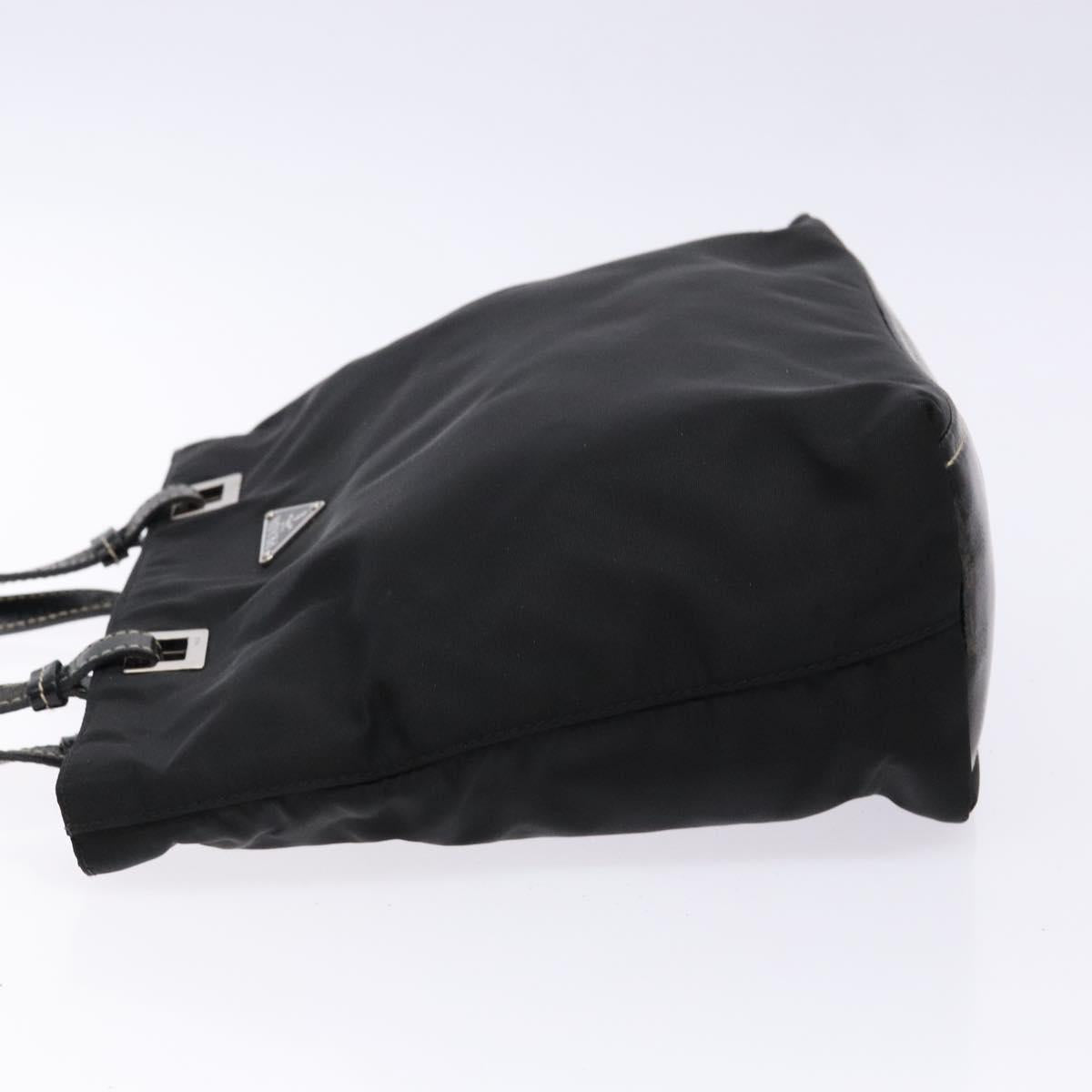 PRADA Tote Bag Nylon Black Silver Auth 139261