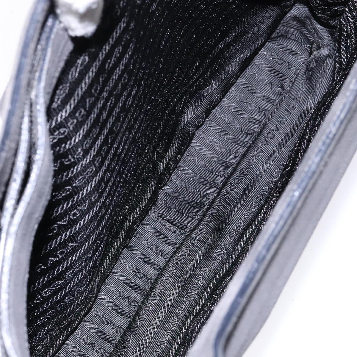 PRADA Tote Bag Suede Gray Silver Auth 139262