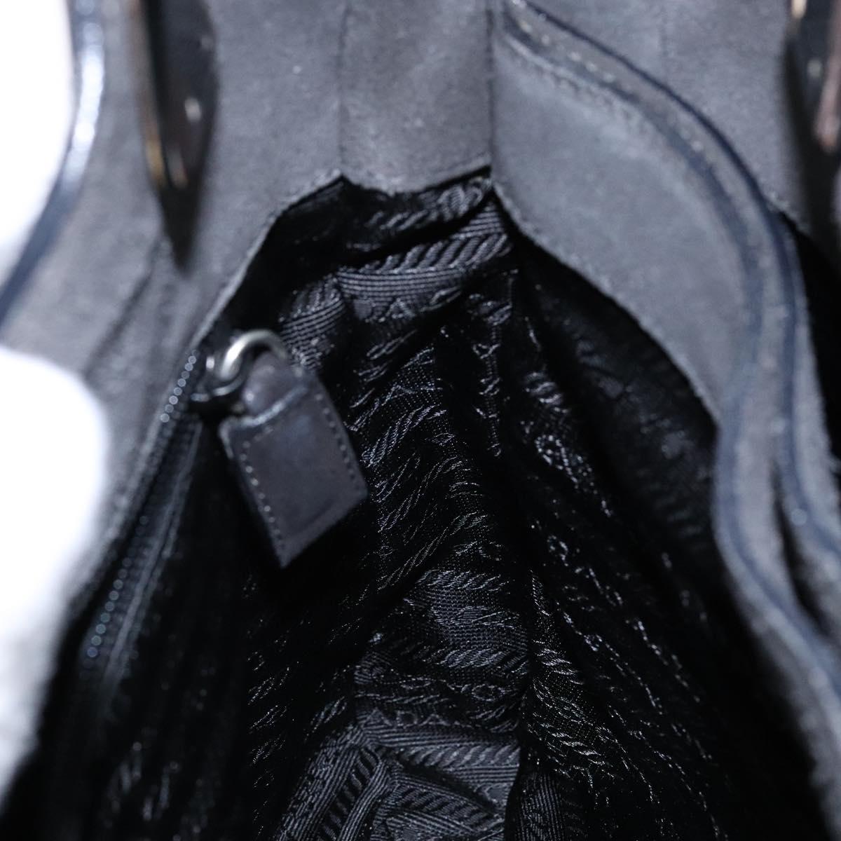 PRADA Tote Bag Suede Gray Silver Auth 139262