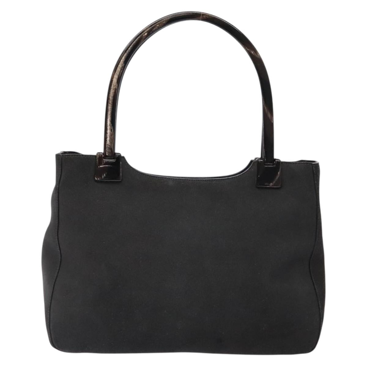 PRADA Tote Bag Suede Gray Silver Auth 139262