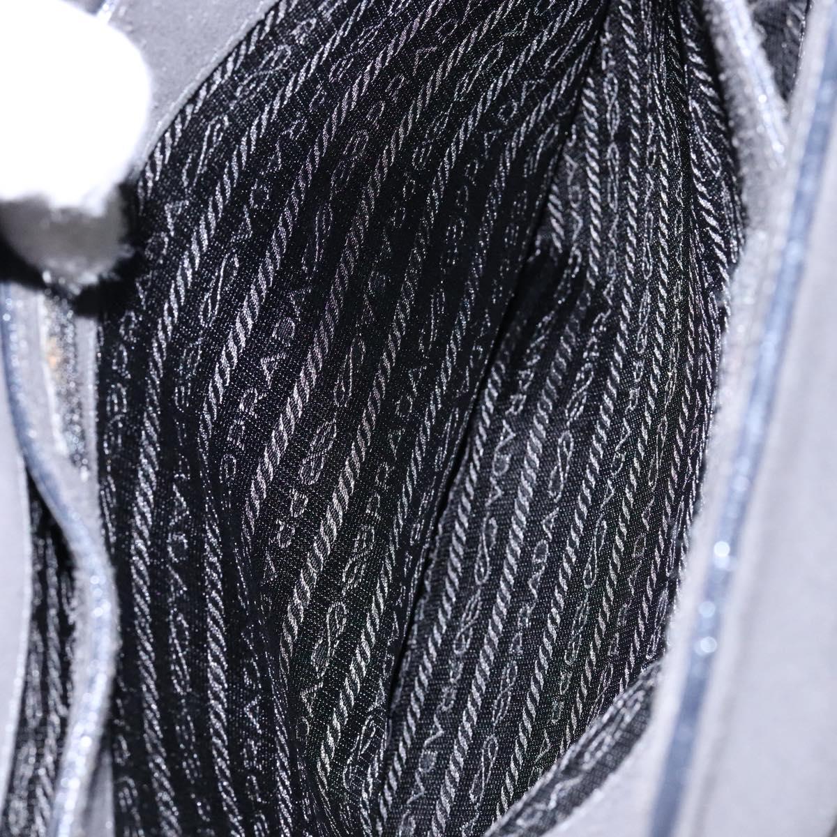 PRADA Tote Bag Suede Gray Silver Auth 139262