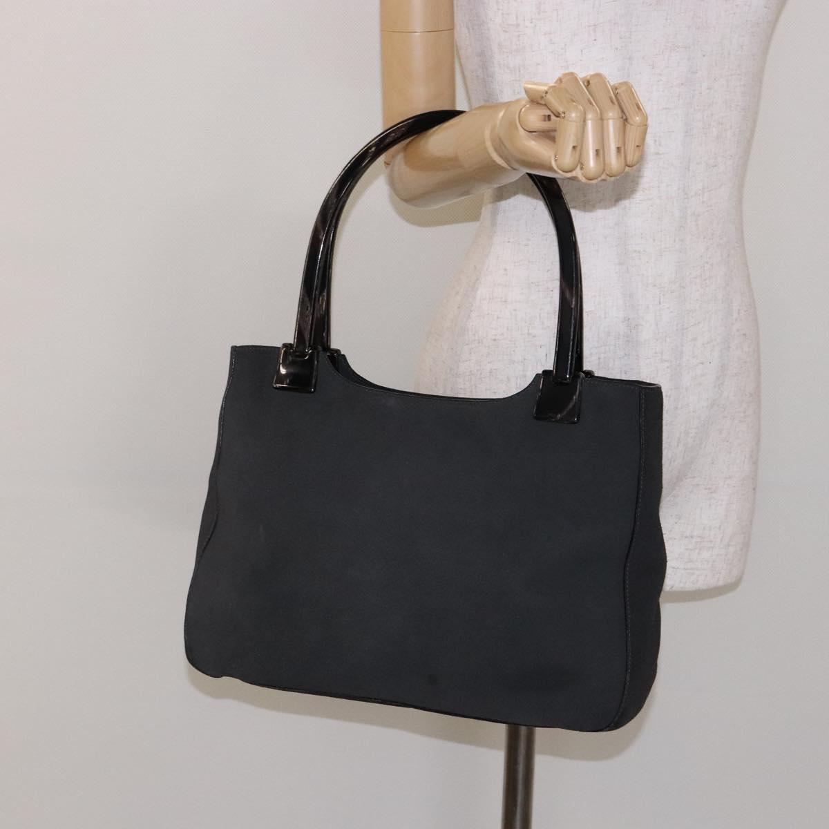 PRADA Tote Bag Suede Gray Silver Auth 139262