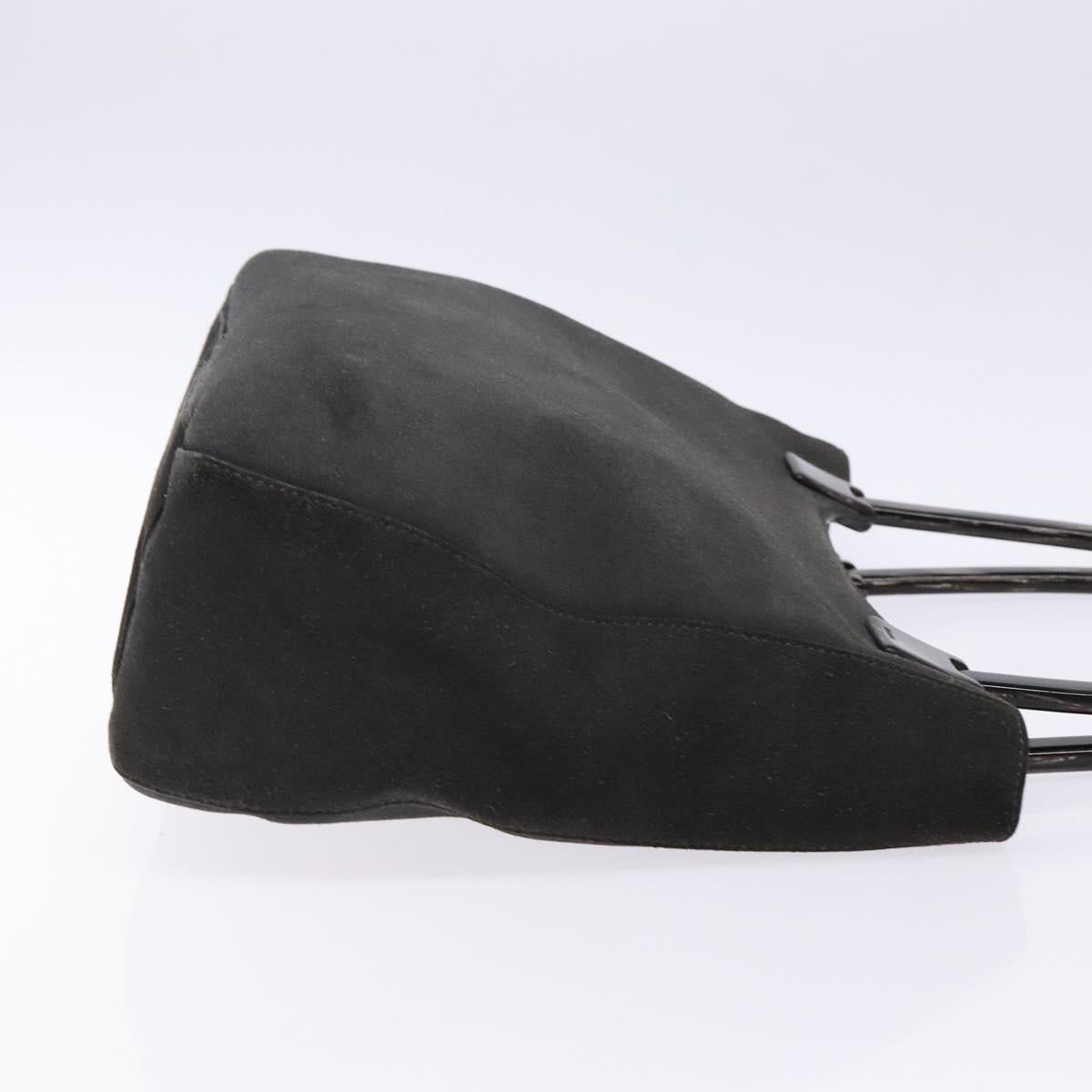 PRADA Tote Bag Suede Gray Silver Auth 139262